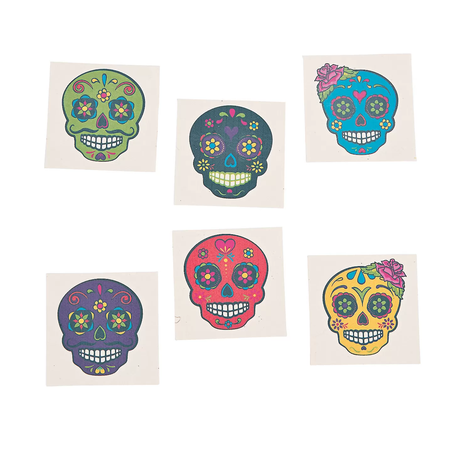 Cheap Bulk 72 Pc. Sugar Skull Temporary Tattoos Halloween Apparel & Accessories