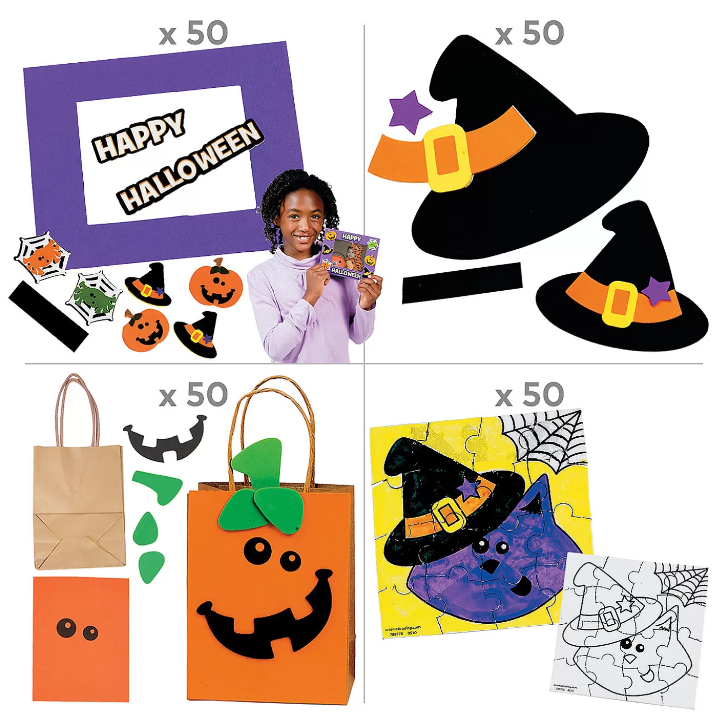 Hot Bulk Halloween Friends Boo Bag & Craft Kit Assortment For 50 Halloween Fun Kits