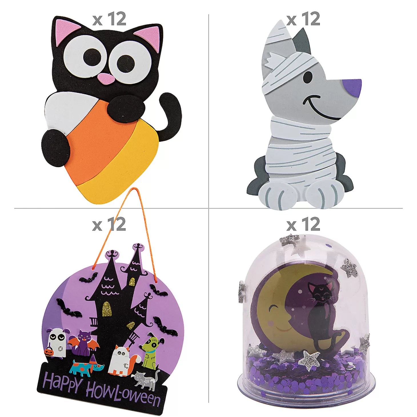 Online Bulk Halloween Howl-O-Ween Is Purrr-Fect Craft Kit Assortment - Makes 48 Halloween Fun Kits