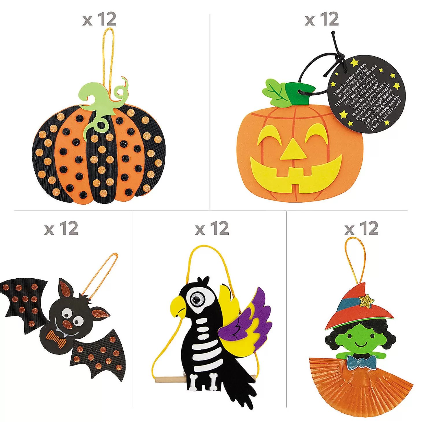 New Bulk Halloween Ornament Craft Kit Assortment - Makes 60 Halloween Fun Kits