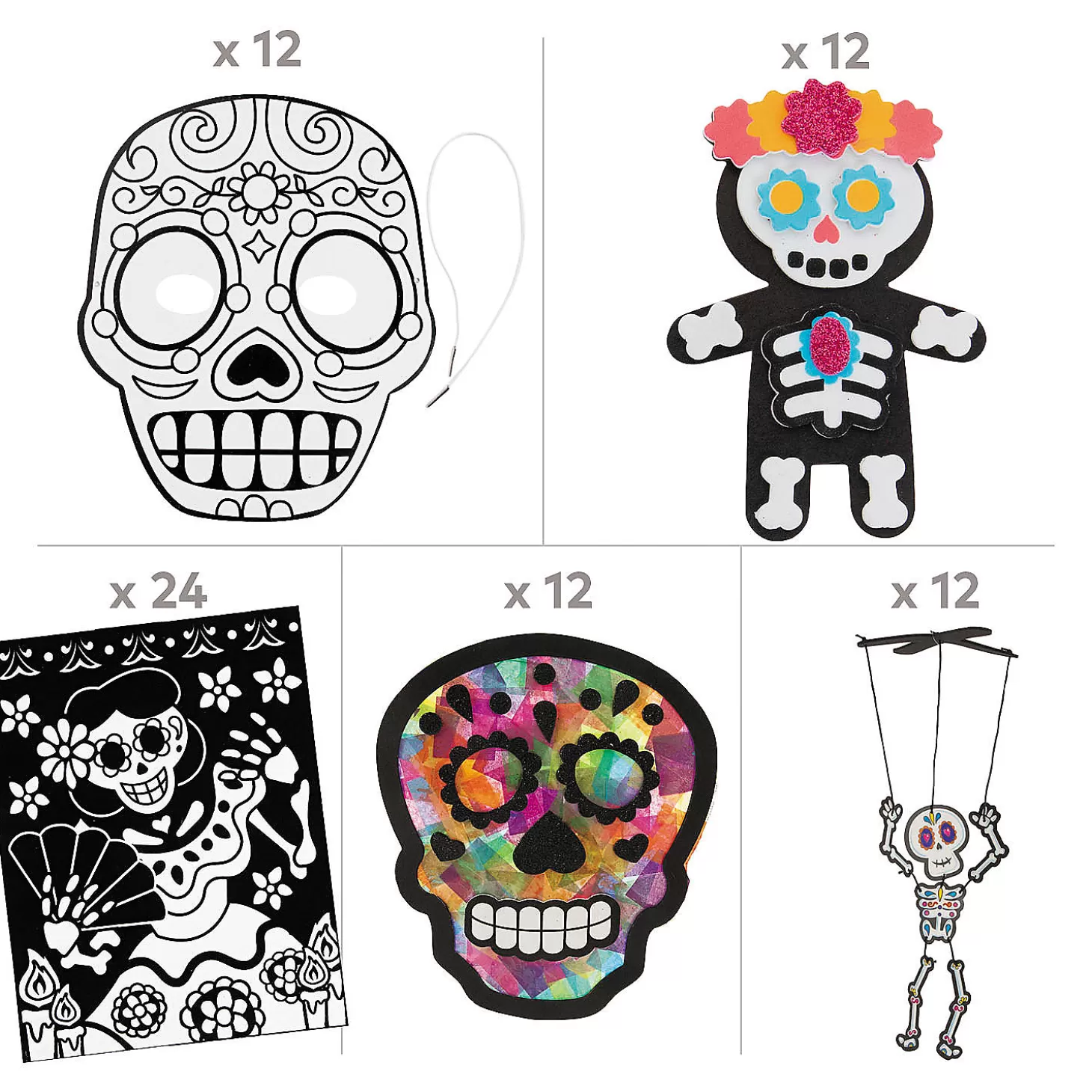 Outlet Bulk Makes 60 Day Of The Dead Craft Kit Assortment Halloween Fun Kits