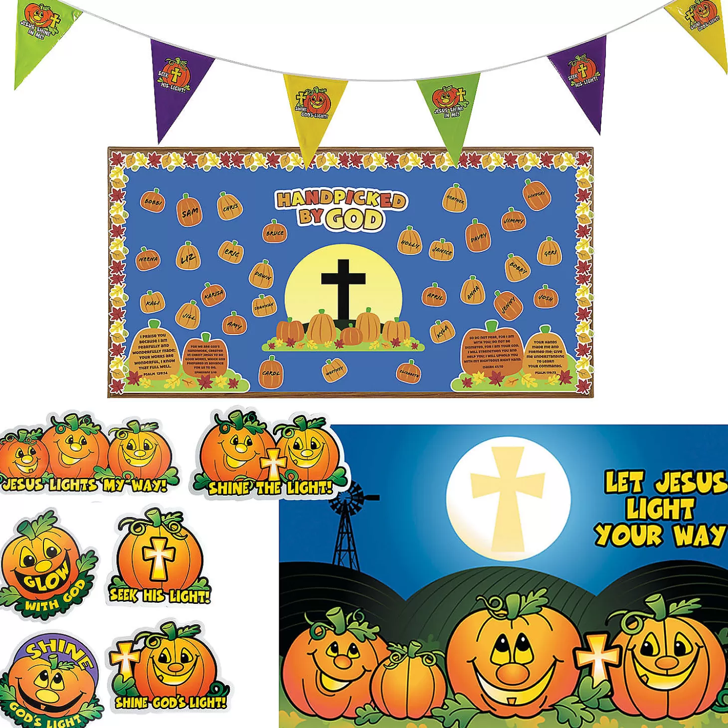 Outlet Christian Pumpkin Classroom Decorating Kit - 25 Pc. Religious Halloween