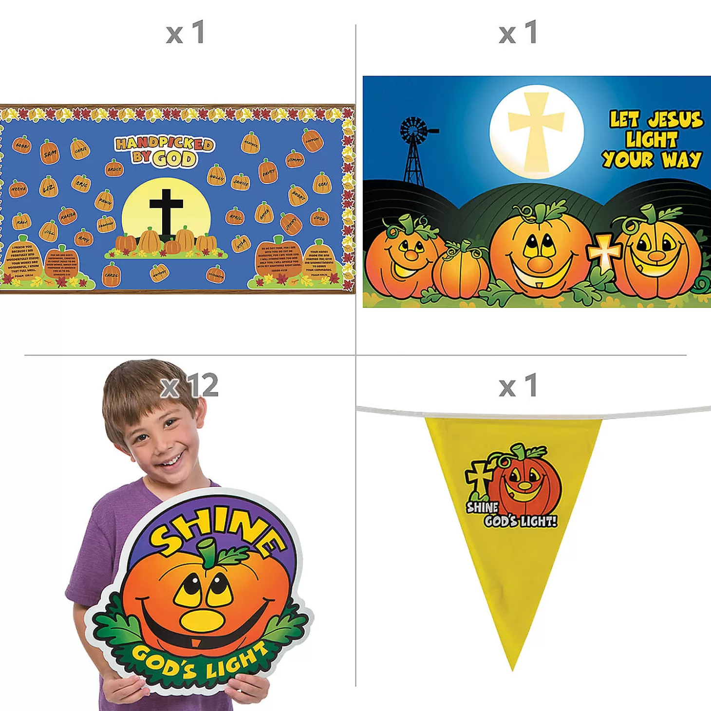 Outlet Christian Pumpkin Classroom Decorating Kit - 25 Pc. Religious Halloween