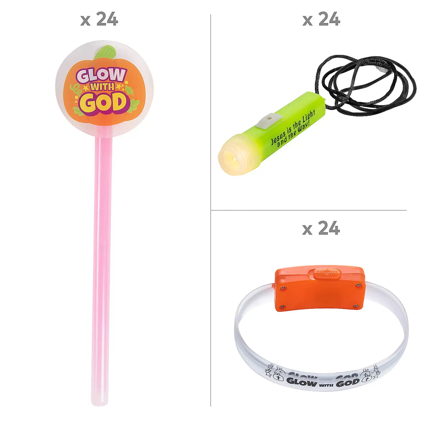 Hot Christian Pumpkin Light-Up Assortment Kit – 72 Pc. Religious Halloween