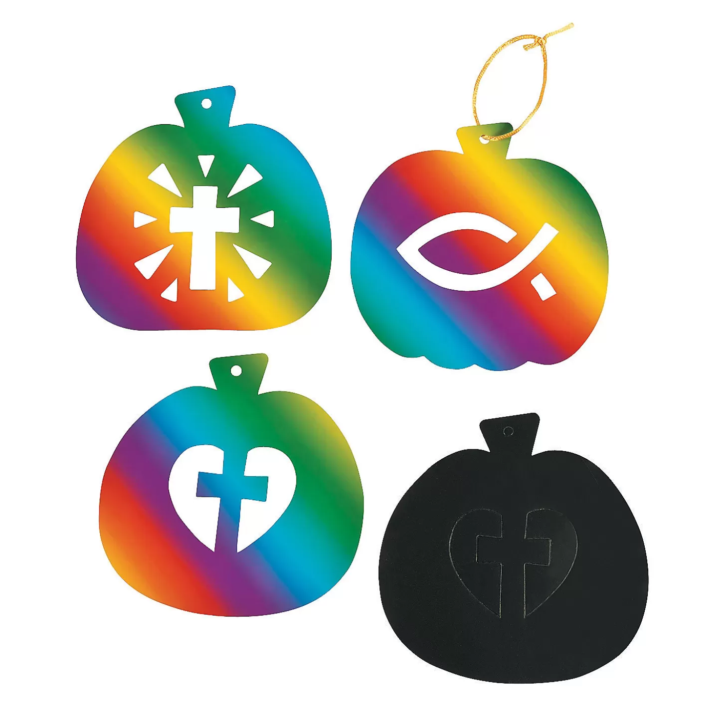 Hot Christian Pumpkin Magic Color Scratch Ornaments With Cutout - 24 Pc. Religious Halloween