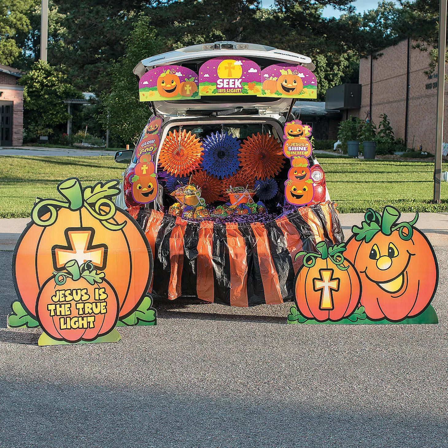 Online Christian Pumpkin Trunk-Or-Treat Grand Decorating Kit - 35 Pc. Halloween Fun Kits