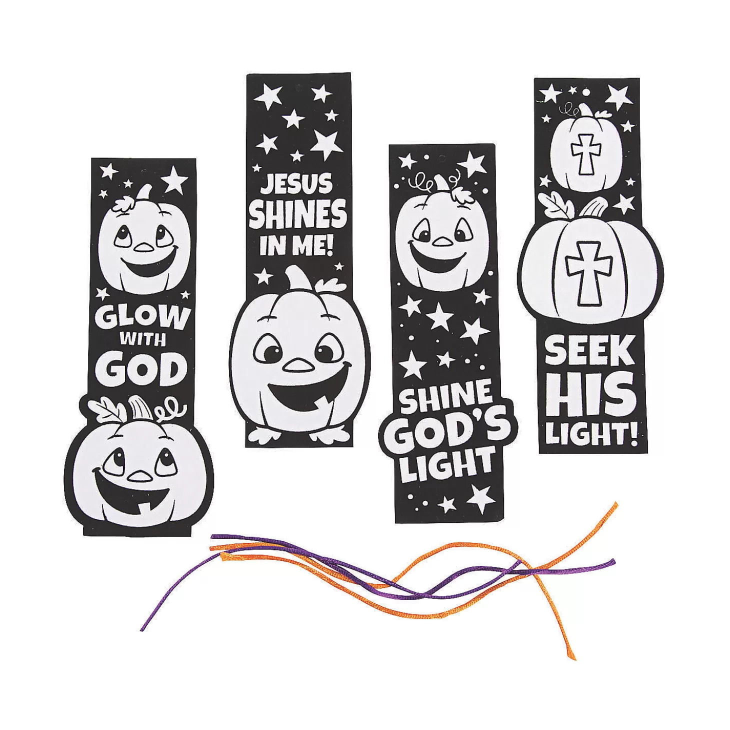 Discount Color Your Own Christian Pumpkin Fuzzy Bookmarks - 12 Pc. Religious Halloween