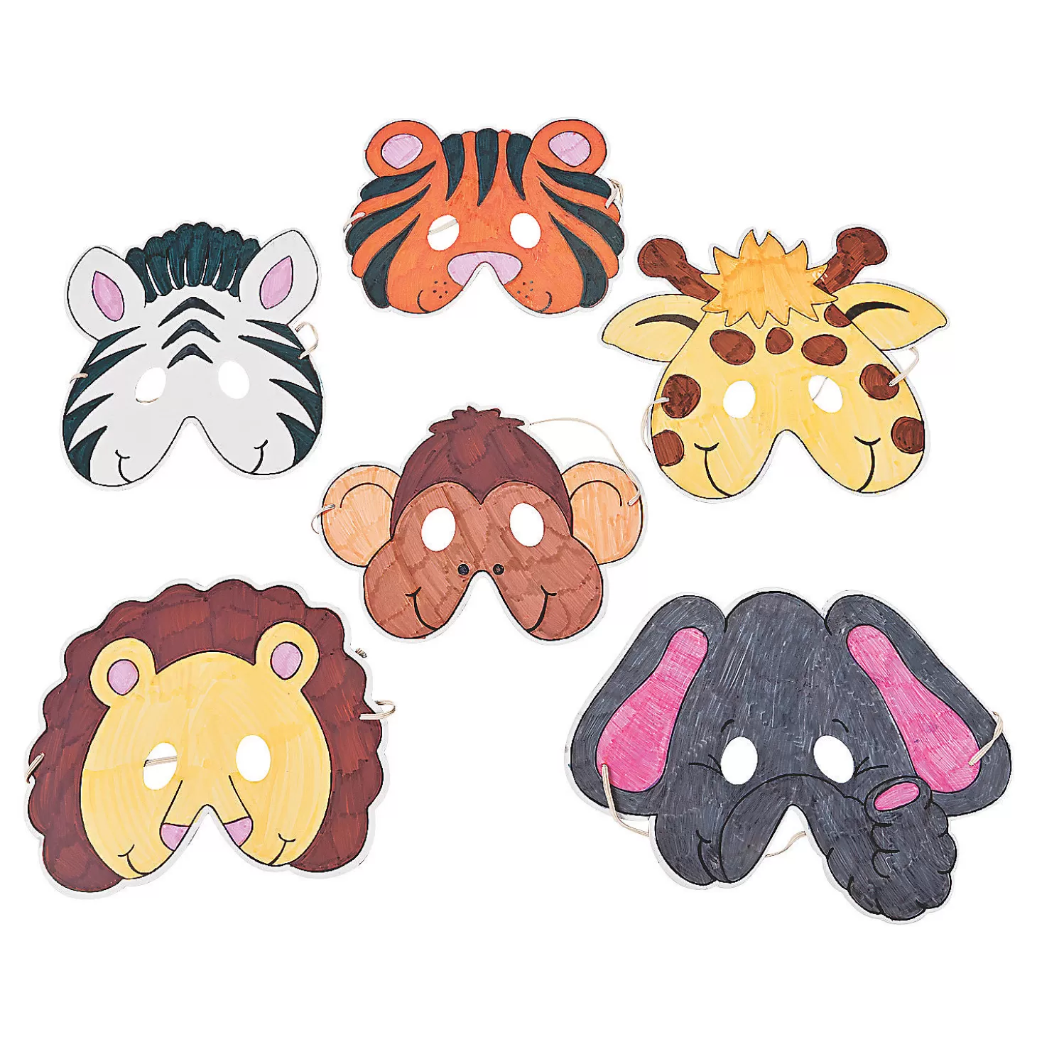 Online Color Your Own Zoo Animal Masks - 12 Pc. Halloween Apparel & Accessories