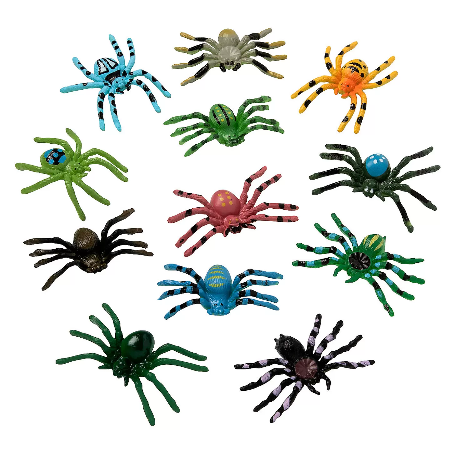 New Colorful Spider Toys - 72 Pc. Halloween Handouts