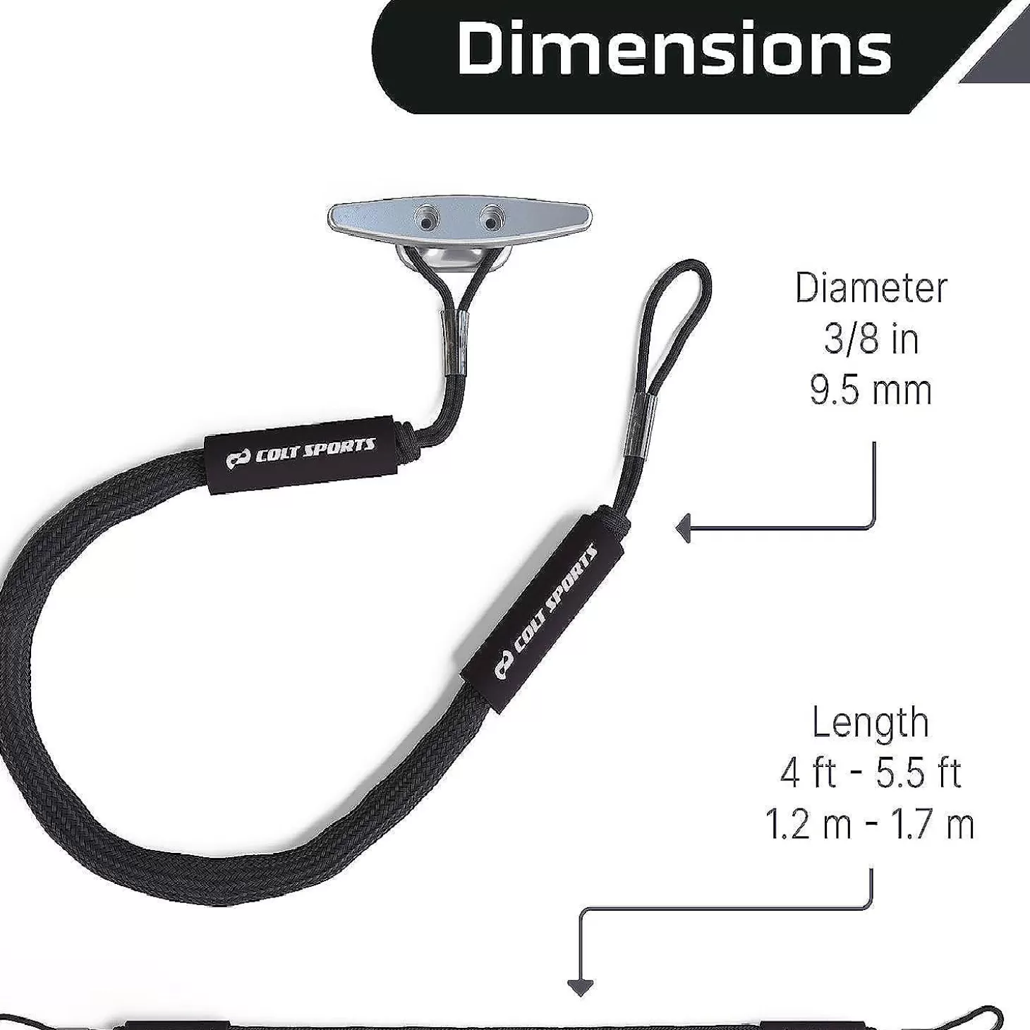 Flash Sale Colt Sports 2 Pack Bungee Dock Lines Mooring Rope For Boats - Black 5 Feet - Marine Rope, Elastic Boat, Jet Ski, And Dock Line With Secure Stainless Steel Hooks Water Toys