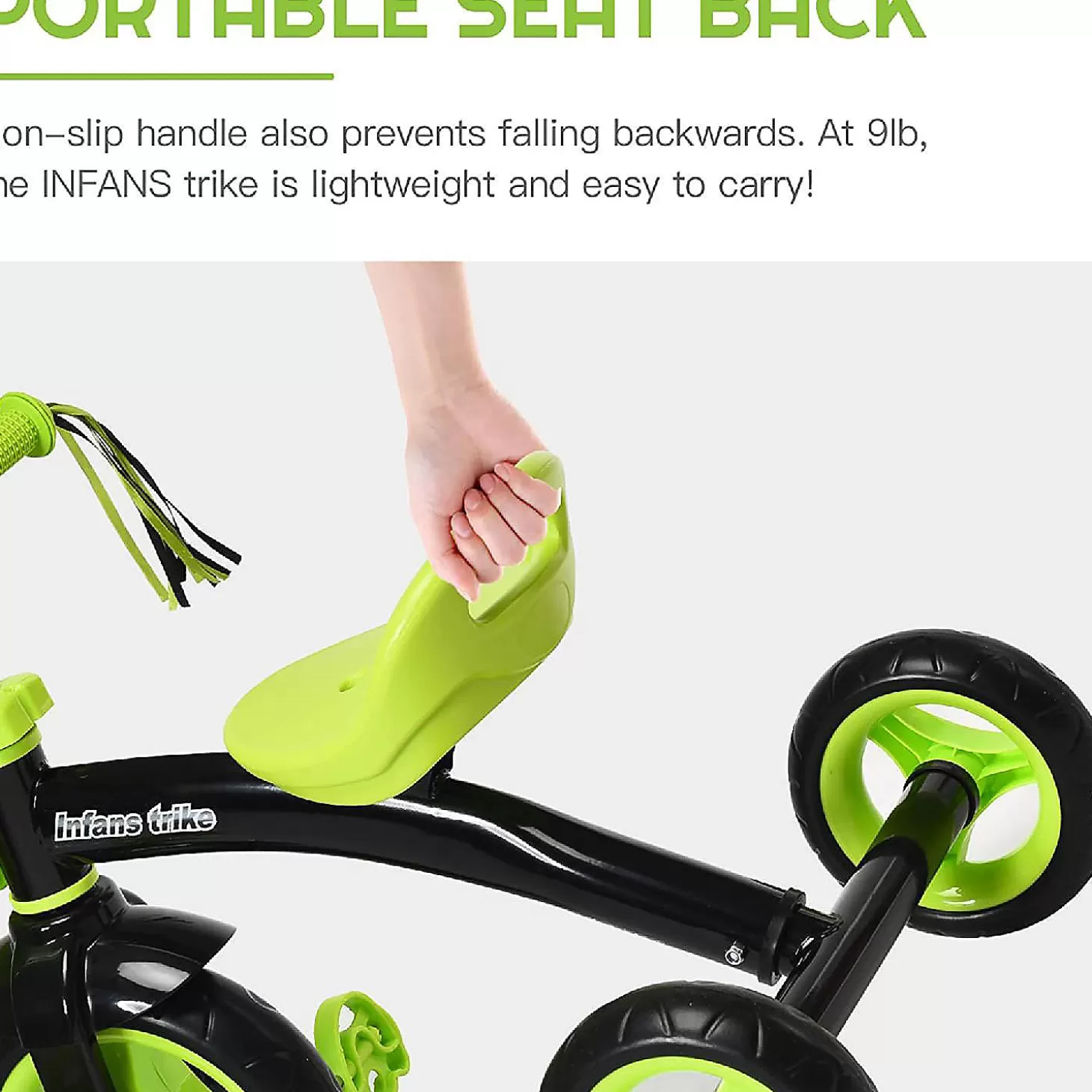 Best Costway Kids Tricycle Rider With Adjustable Seat Storage Basket Premium Quiet Wheels Non-Slip Handle Green Riding Toys