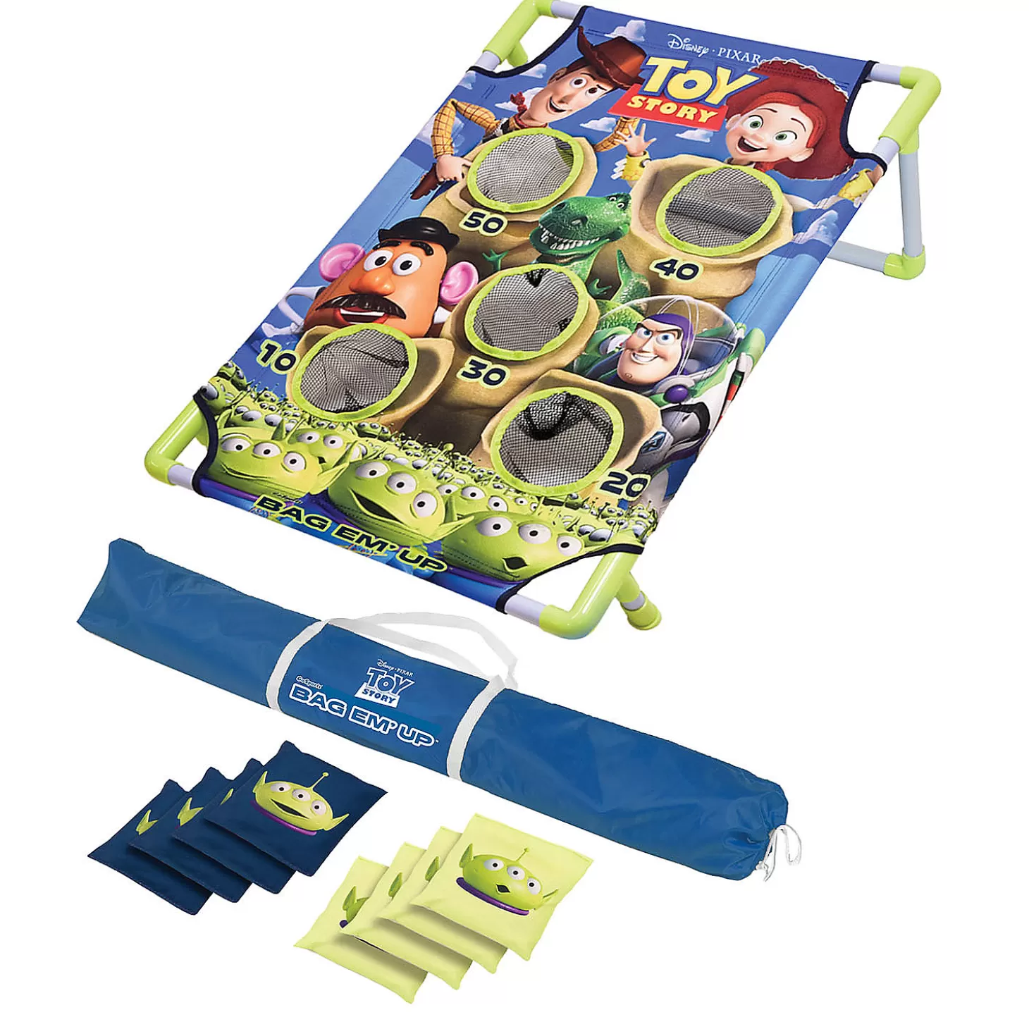 New Disney Pixar Toy Story Bag-Em-Up Game Set By Gosports - Includes 8 Alien Bean Bags With Portable Carrying Case Lawn Games