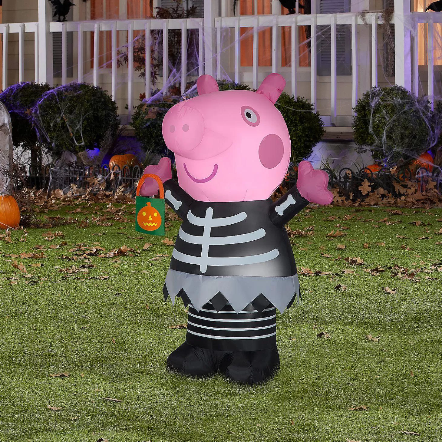 New Gemmy Airblown Inflatable Peppa Pig In Skeleton Costume 4.5 Ft Tall Pink Skulls & Skeletons