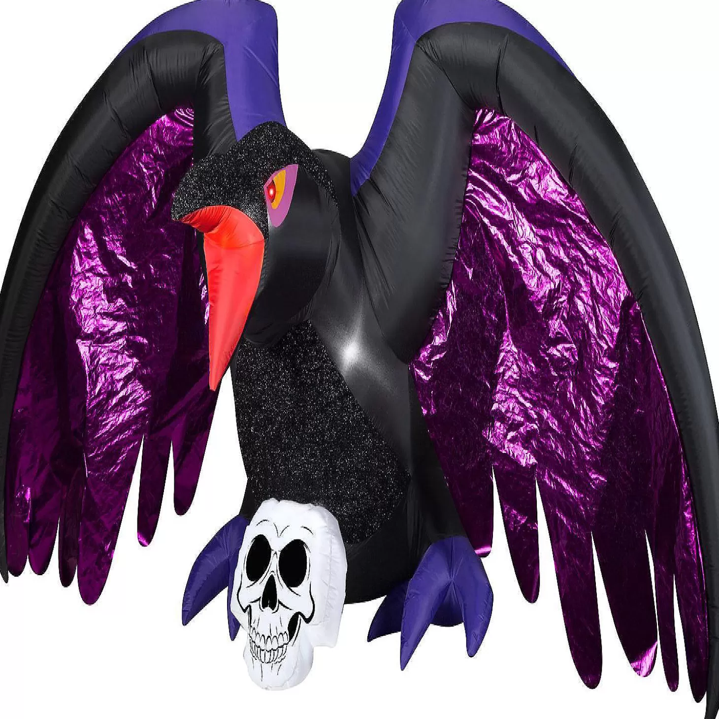 Fashion Gemmy Airblown Mixed Media Crow With Skull Scene 4.5 Ft Tall Black Skulls & Skeletons