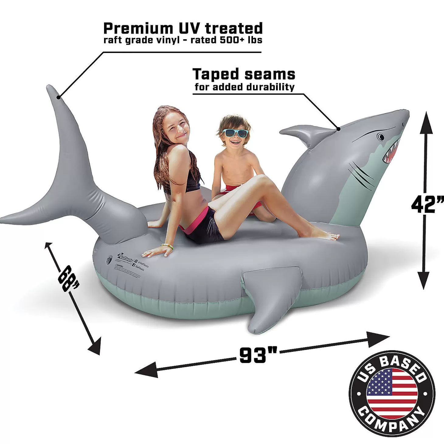 Clearance Gofloats Giant Inflatable Shark Pool Float With Shark Drink Float Water Toys