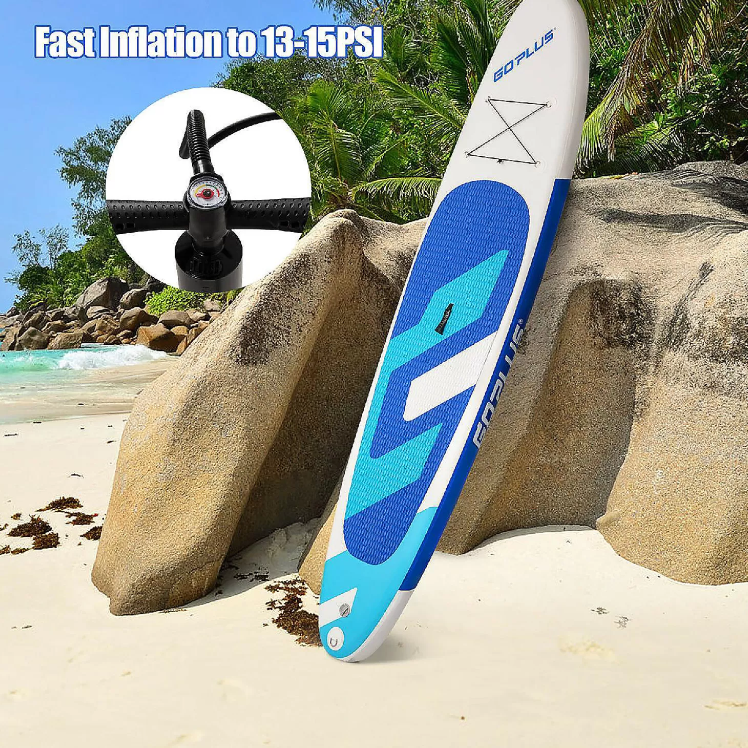 Best Sale Goplus 10Ft Inflatable Stand Up Paddle Board 6'' Thick W/ Backpack Leash Aluminum Paddle Water Toys