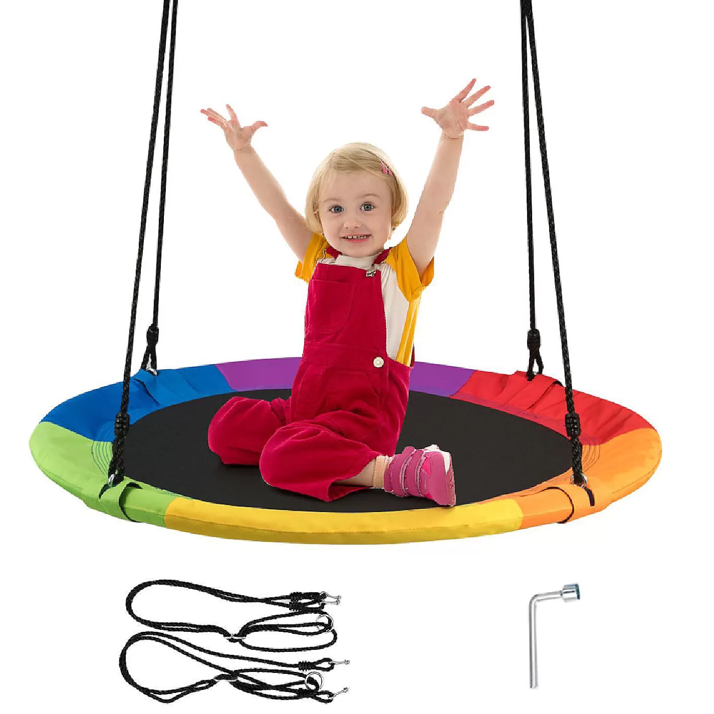 Flash Sale Goplus 40'' Flying Saucer Tree Swing Colorful Riding Toys