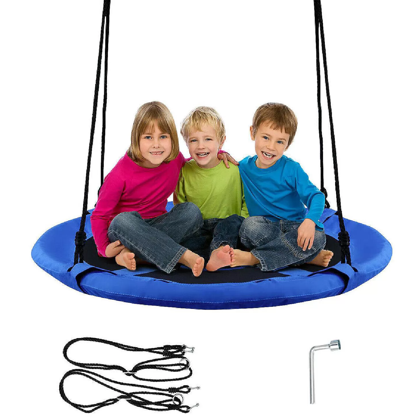 Clearance Goplus 40'' Flying Saucer Tree Swing Indoor Outdoor Blue Riding Toys