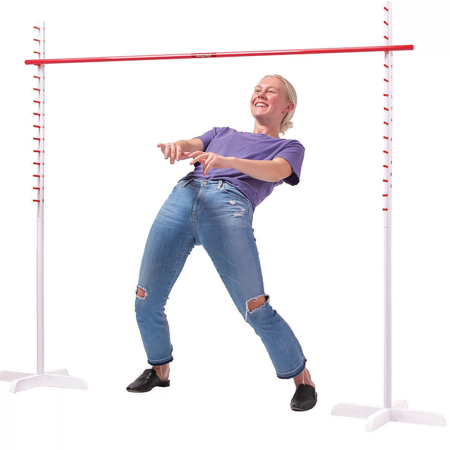 Best Sale Gosports Get Low Limbo Premium Wooden Limbo Game, Sets Up In Seconds - Fun For Kids & Adults, White, Red Lawn Games