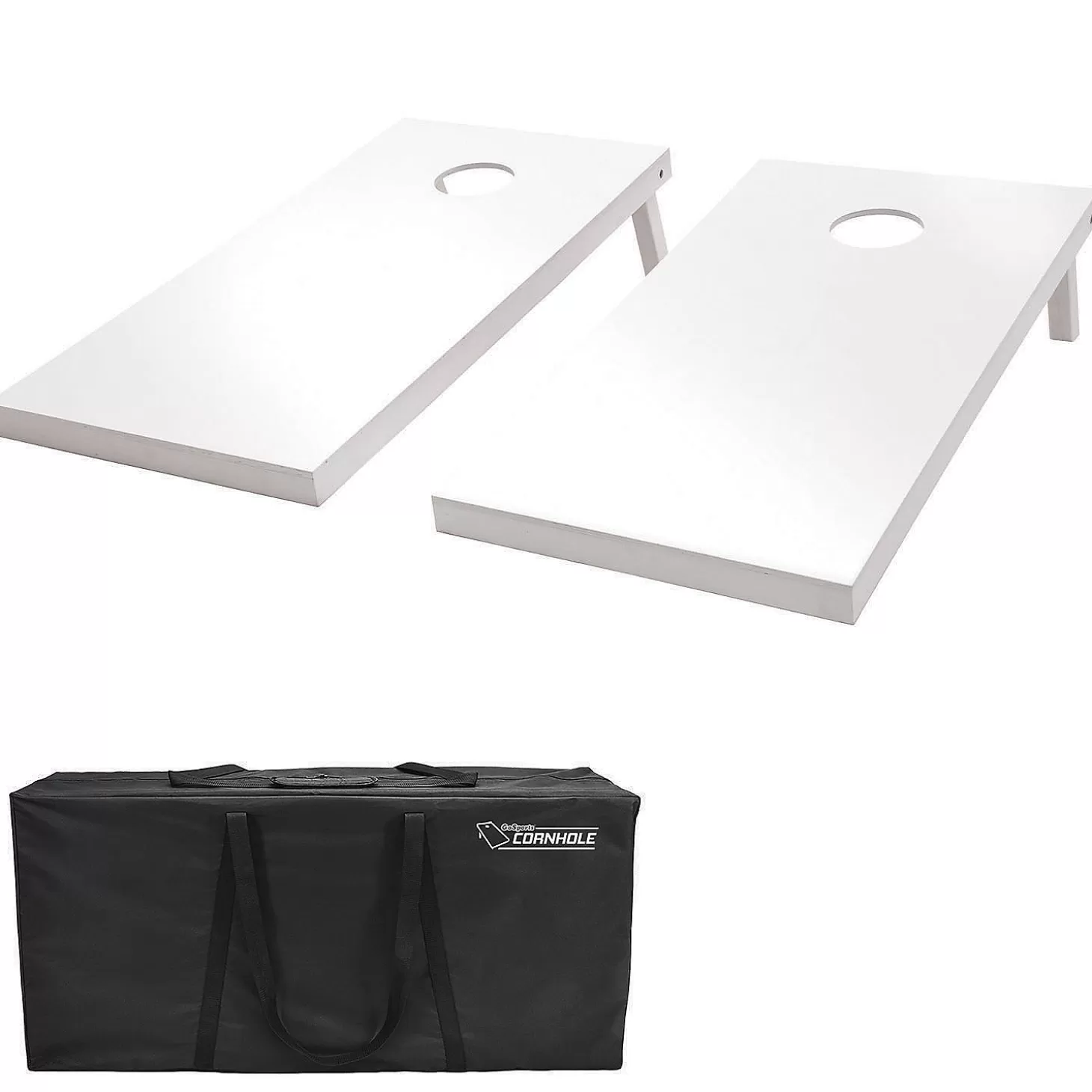 Clearance Gosports Regulation Size Wooden Cornhole Set With White Finish - Includes Carrying Case Lawn Games