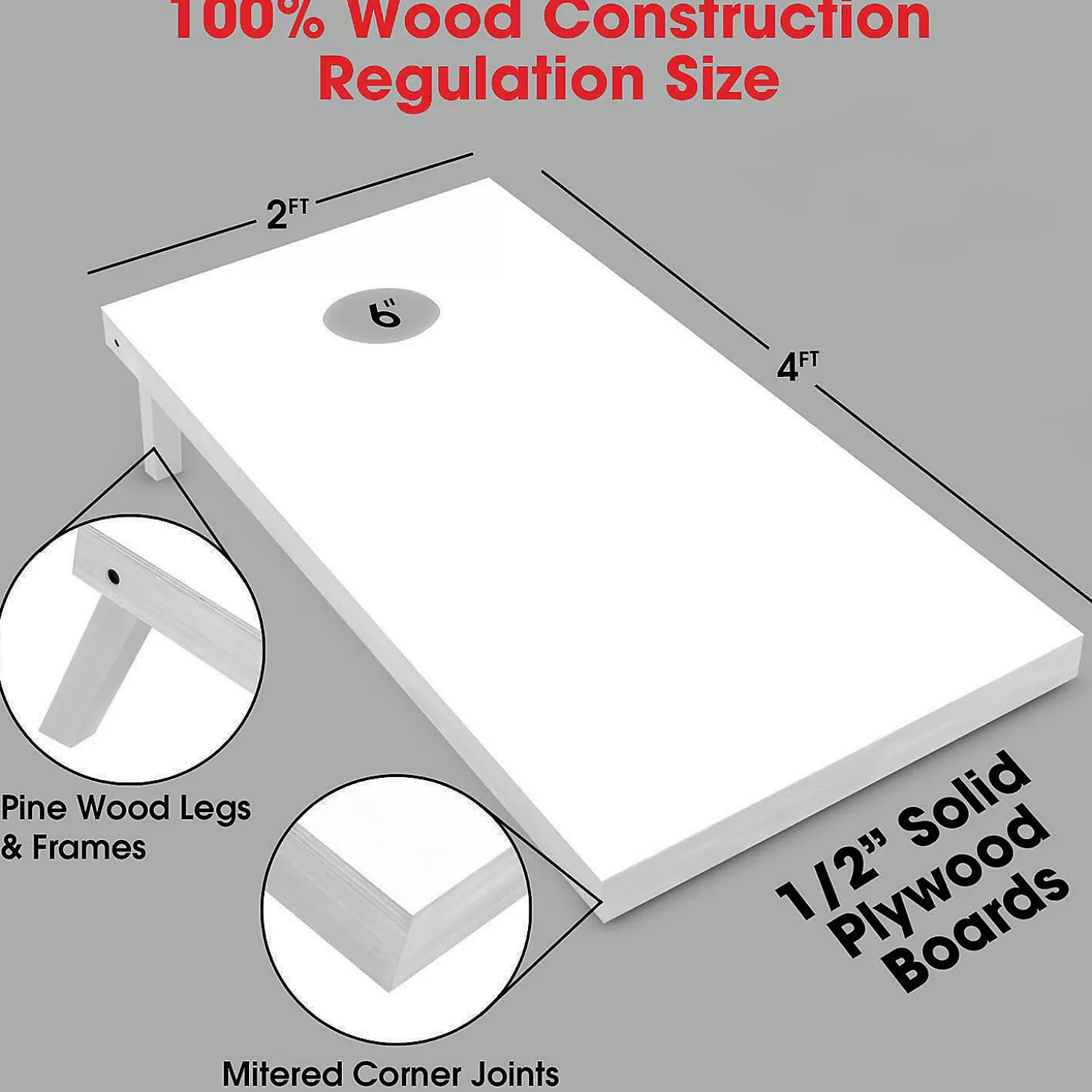 Clearance Gosports Regulation Size Wooden Cornhole Set With White Finish - Includes Carrying Case Lawn Games