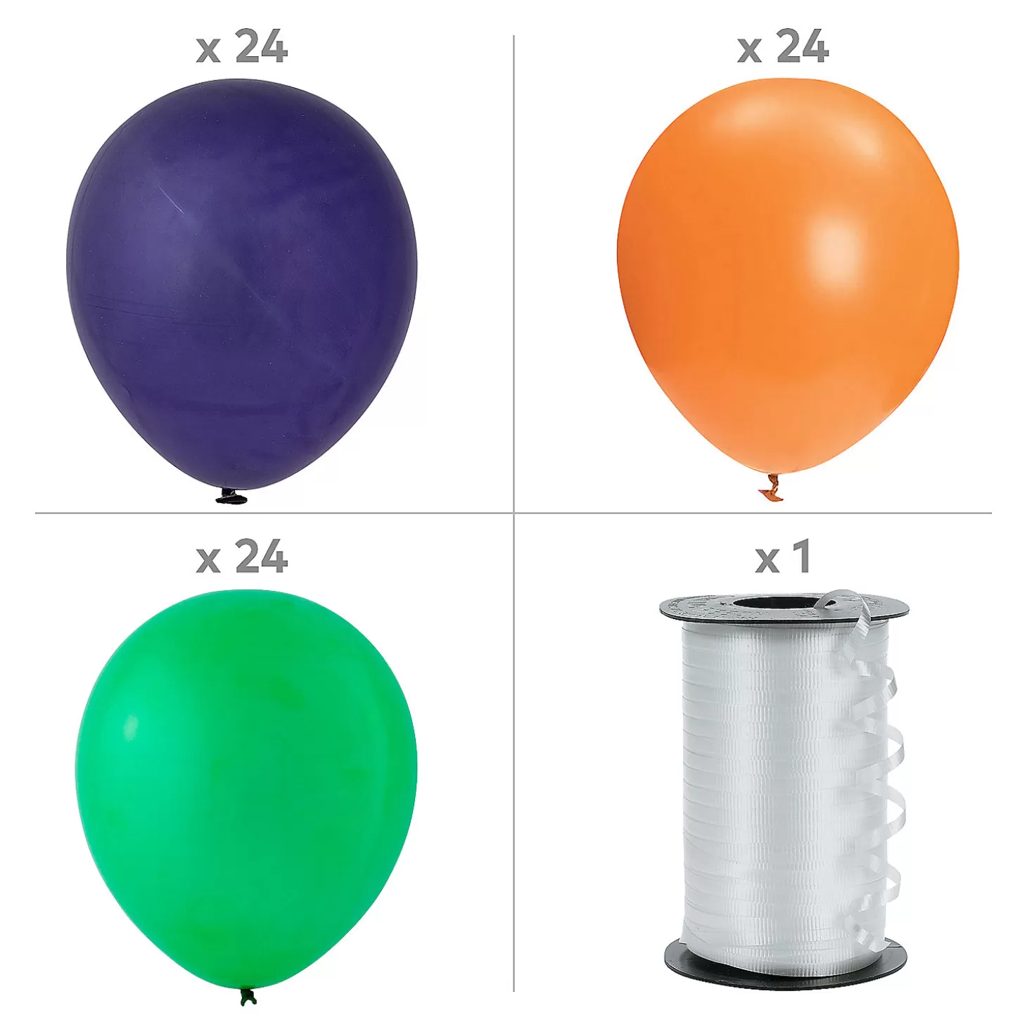 Hot Green, Purple & Orange 11" Latex Balloon Bouquet Kit - 73 Pc. Halloween Fun Kits