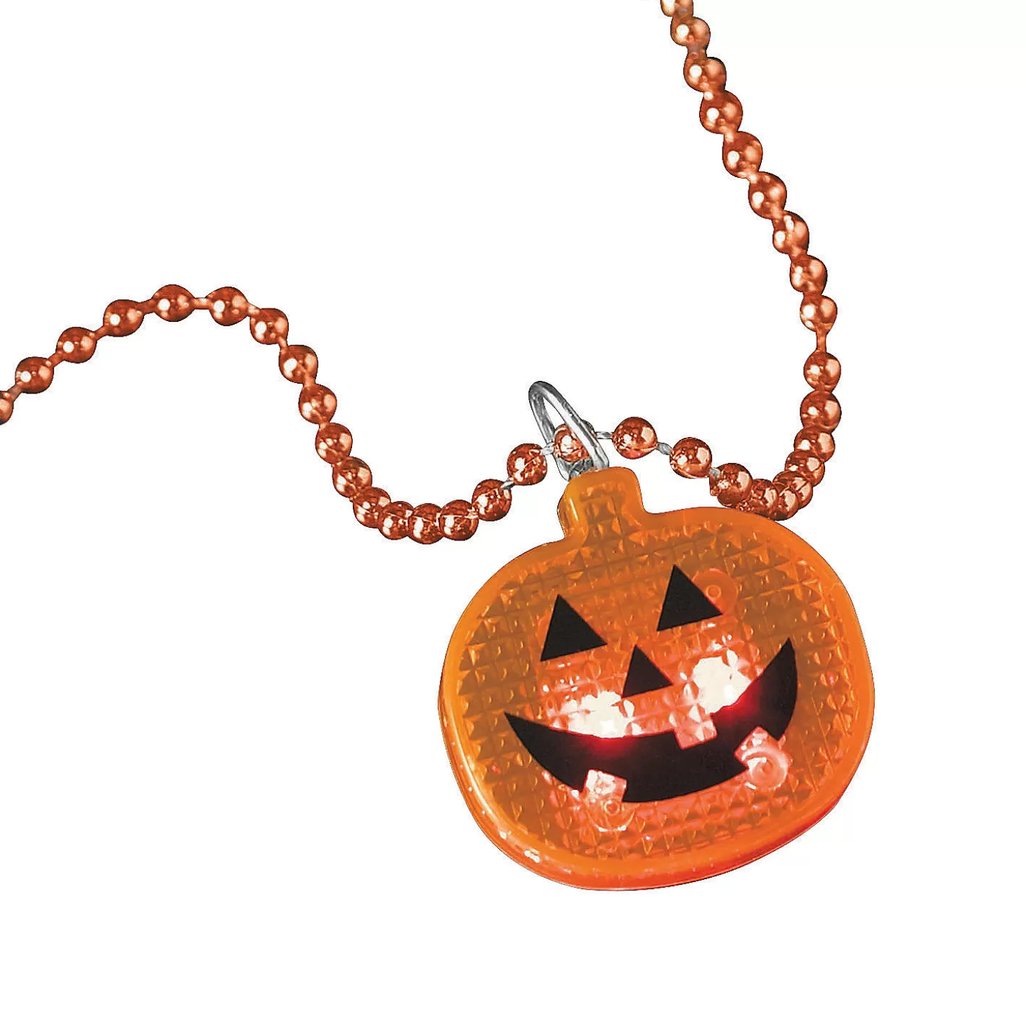 Sale Halloween Bead Necklaces With Light-Up Pumpkin - 12 Pc. Halloween Apparel & Accessories