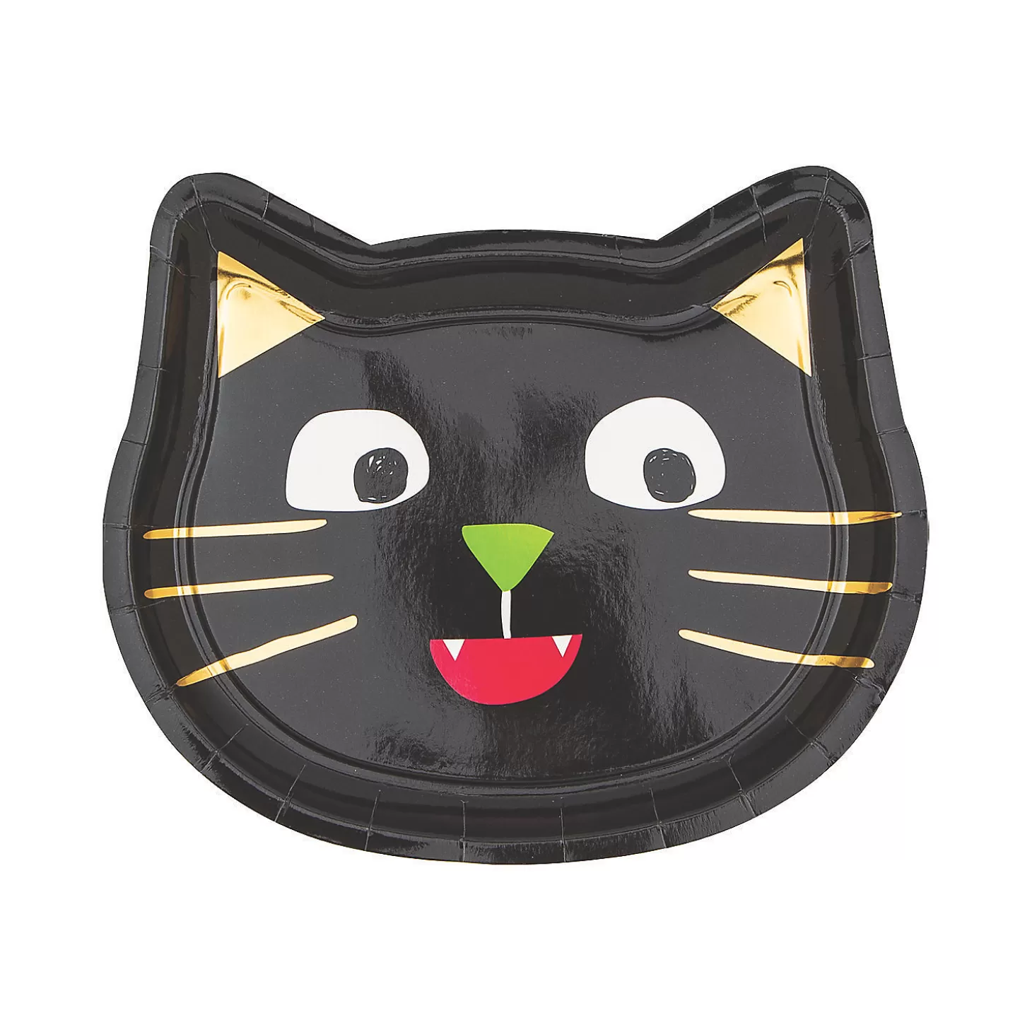 Store Halloween Party Ghoul Gang Black Cat With Gold Foil Paper Dessert Plates - 8 Ct. Tableware