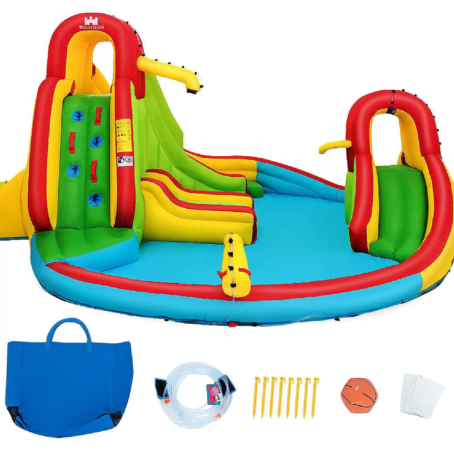 Outlet Inflatable Kids Water Slide Park With Climbing Wall Water Cannon And Splash Pool Water Toys
