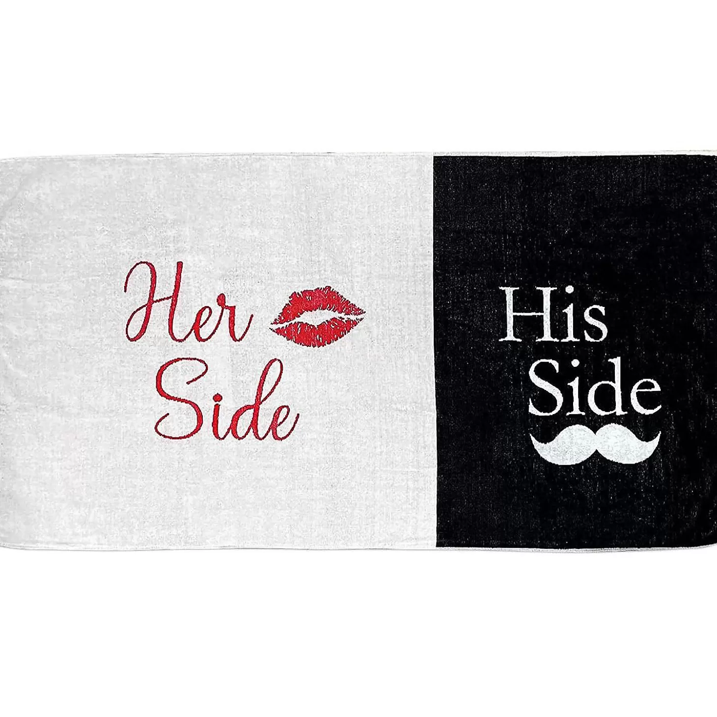 Hot Kovot Her Side His Side Towel With Mustache And Red Lips. For Mr. And Mrs. Beach Or Bath, 30 Inch X 56 Inch Water Toys