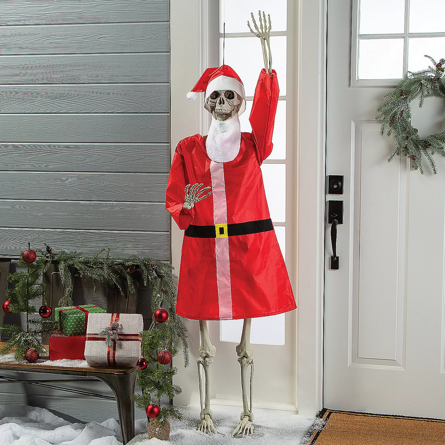 Flash Sale Life-Size Posable Skeleton With Santa Outfit Kit - 4 Pc. Halloween Fun Kits