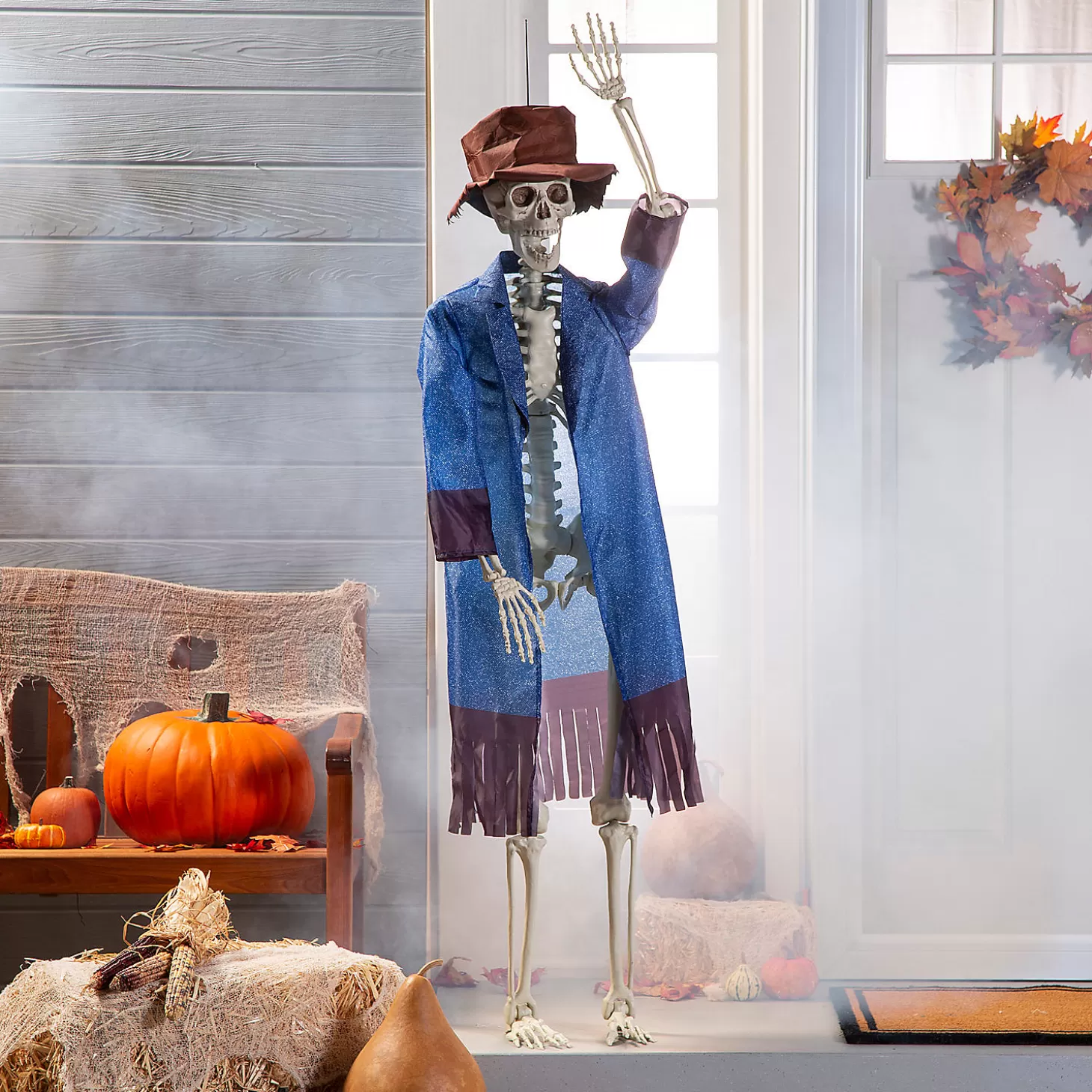New Life-Size Posable Skeleton With Scarecrow Outfit Kit - 3 Pc. Halloween Fun Kits