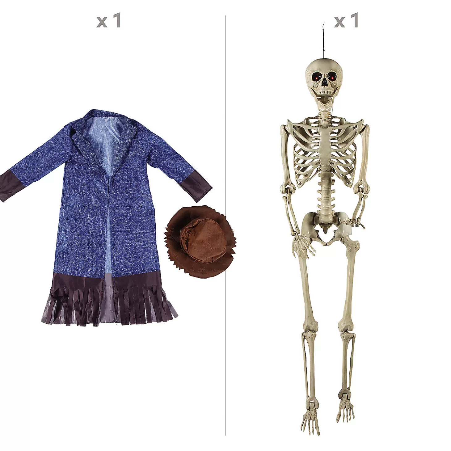 New Life-Size Posable Skeleton With Scarecrow Outfit Kit - 3 Pc. Halloween Fun Kits