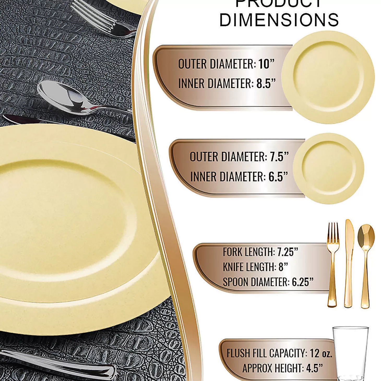 Outlet Matte Bright Yellow Round Disposable Plastic Dinnerware Value Set (20 Settings) Bulk Halloween Supplies