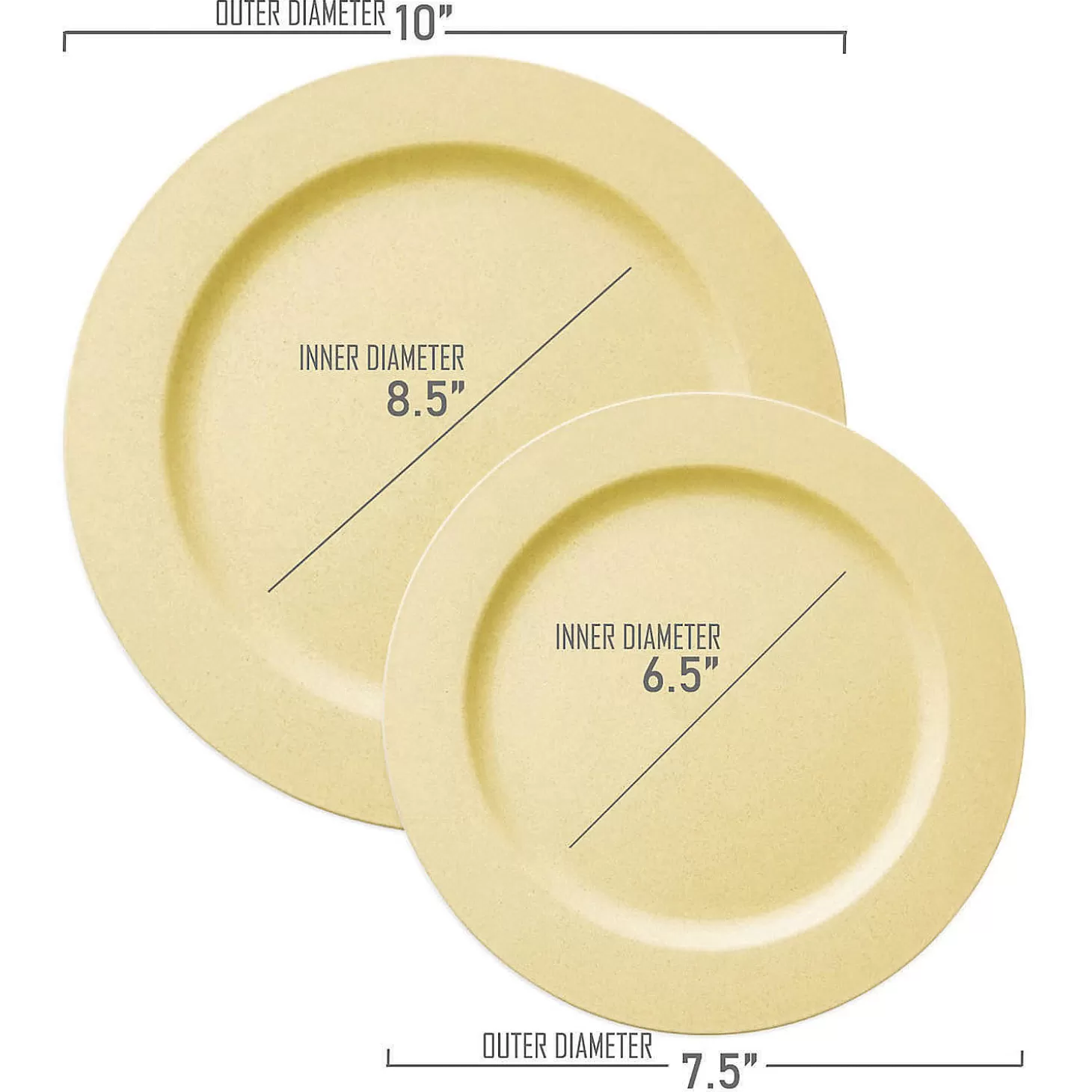 Outlet Matte Bright Yellow Round Disposable Plastic Dinnerware Value Set (40 Dinner Plates + 40 Salad Plates) Bulk Halloween Supplies