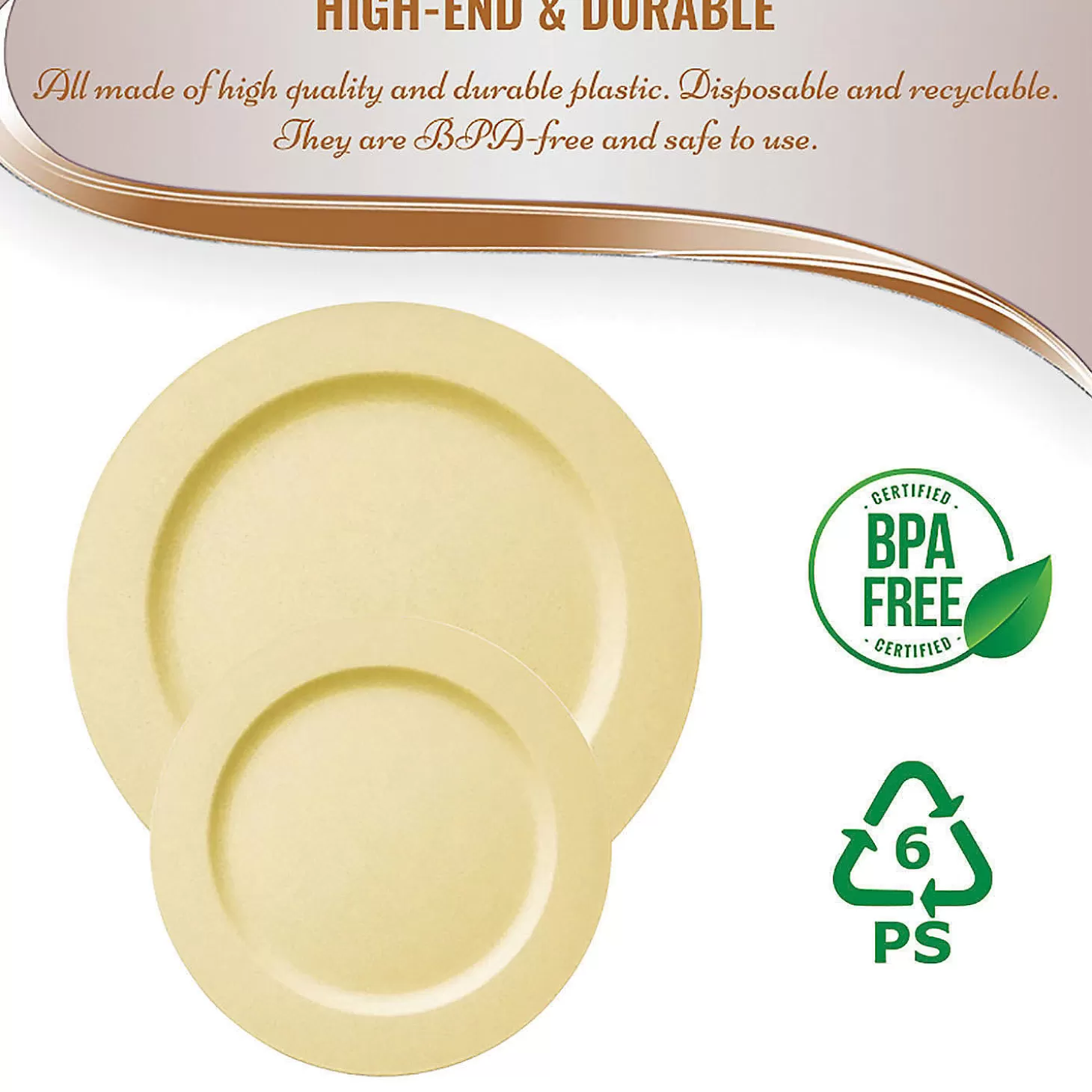 Outlet Matte Bright Yellow Round Disposable Plastic Dinnerware Value Set (40 Dinner Plates + 40 Salad Plates) Bulk Halloween Supplies