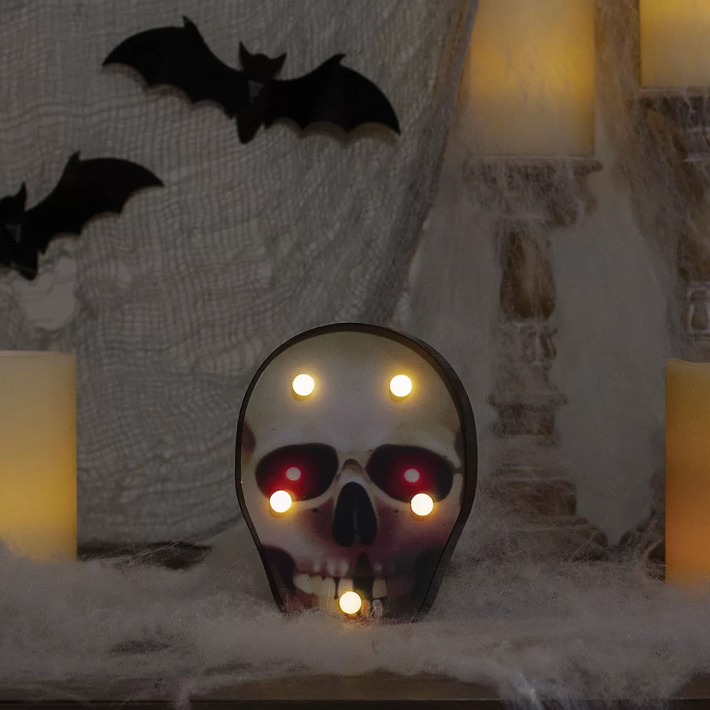 Outlet Northlight 7" Lighted Black And Red Skull Halloween Decoration Skulls & Skeletons