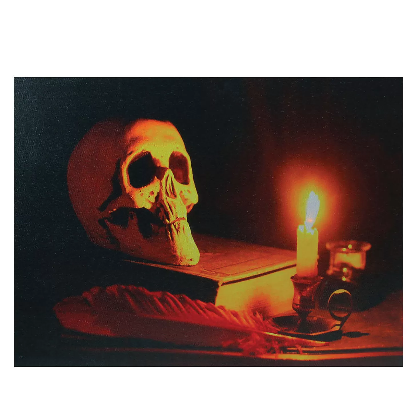 New Northlight Black And Orange Led Lighted Skull Halloween Wall Art 12" X 15.75" Skulls & Skeletons