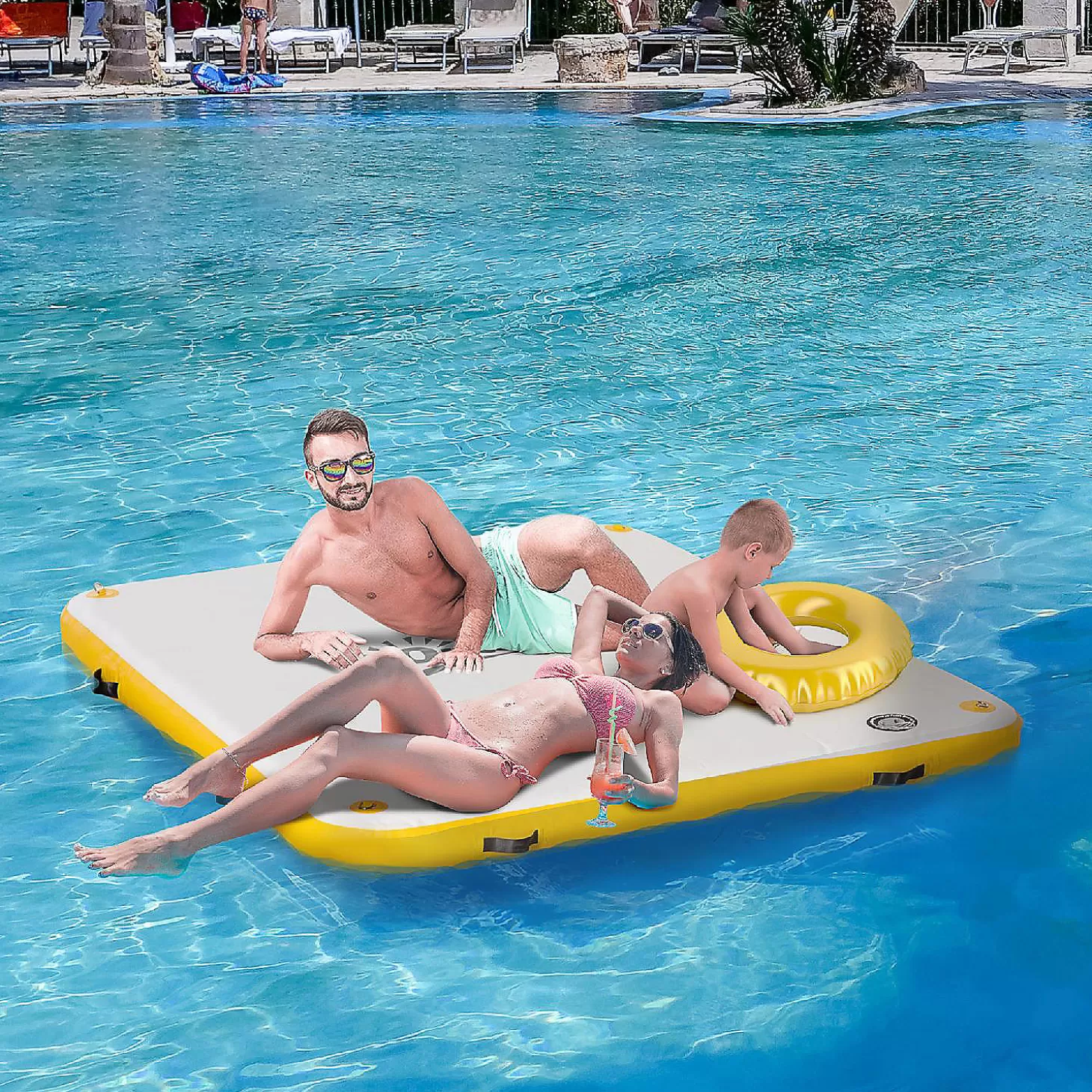 Store Outsunny Water Inflatable Floating Dock Inflatable Platform Island Large Floating Mat With Air Pump And Backpack For Pool Beach Ocean White Water Toys