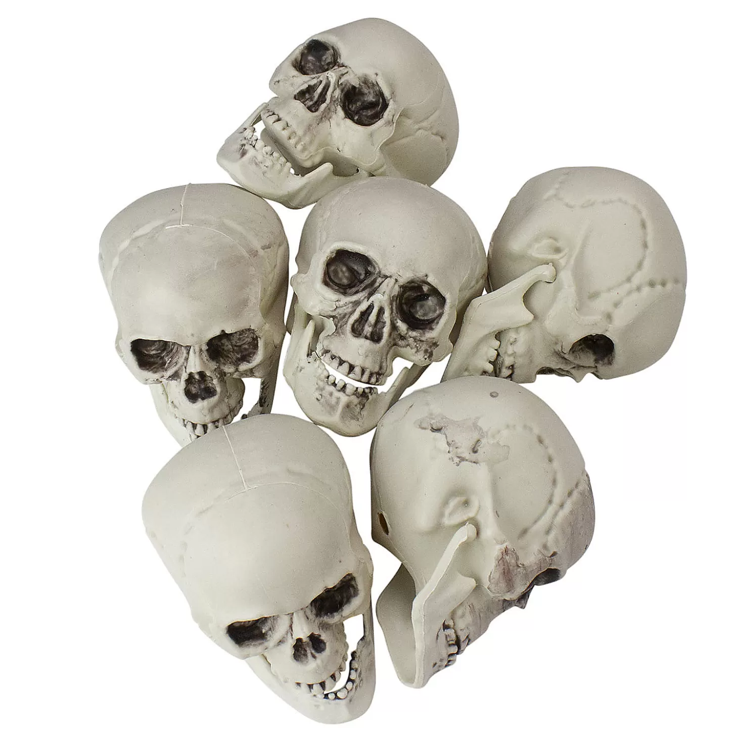 Cheap Pack Of 6 Skull Head Halloween Decorations 3.5" Skulls & Skeletons