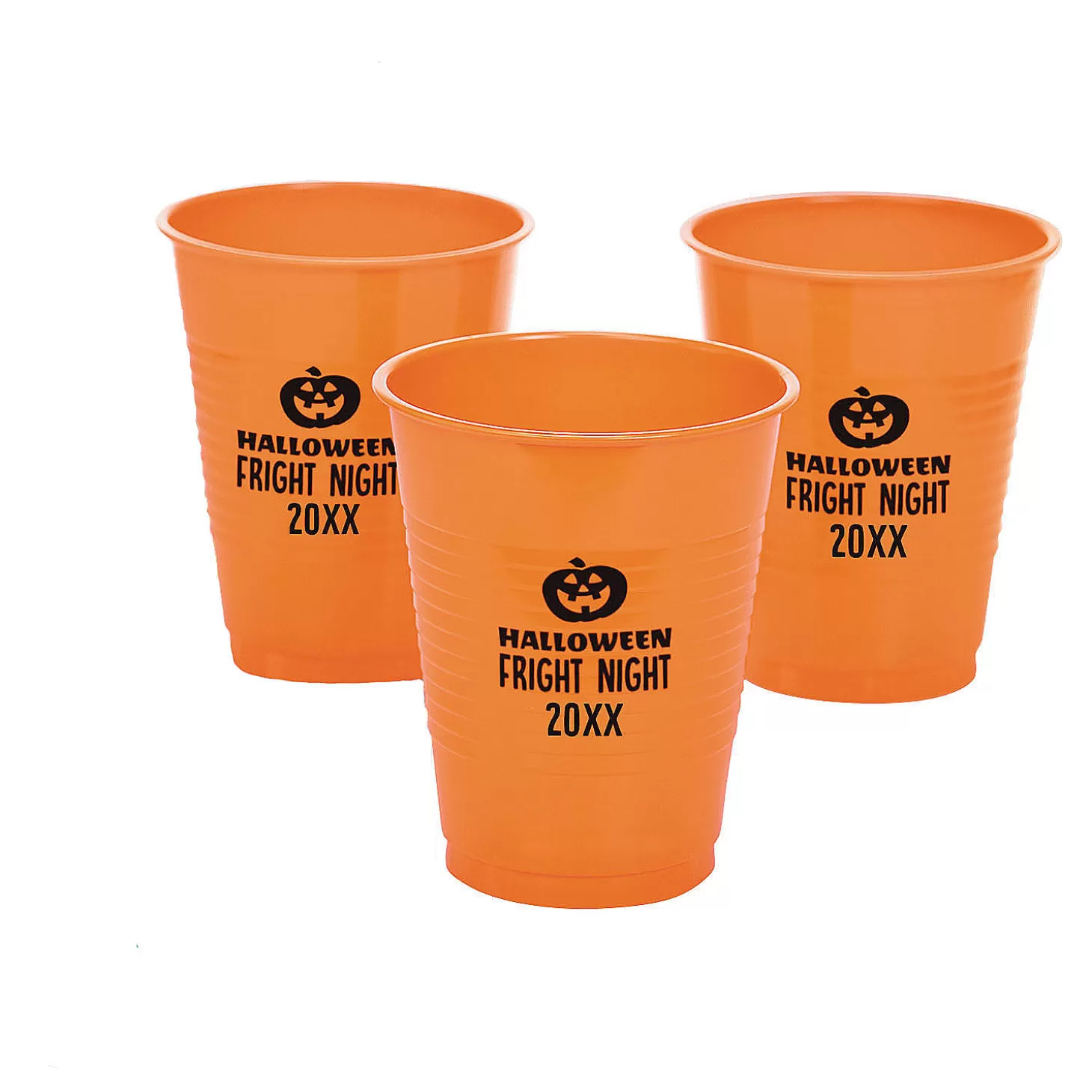 New Personalized Halloween Jack-O'-Lantern Solid Color Plastic Cups - 40 Pc. Tableware