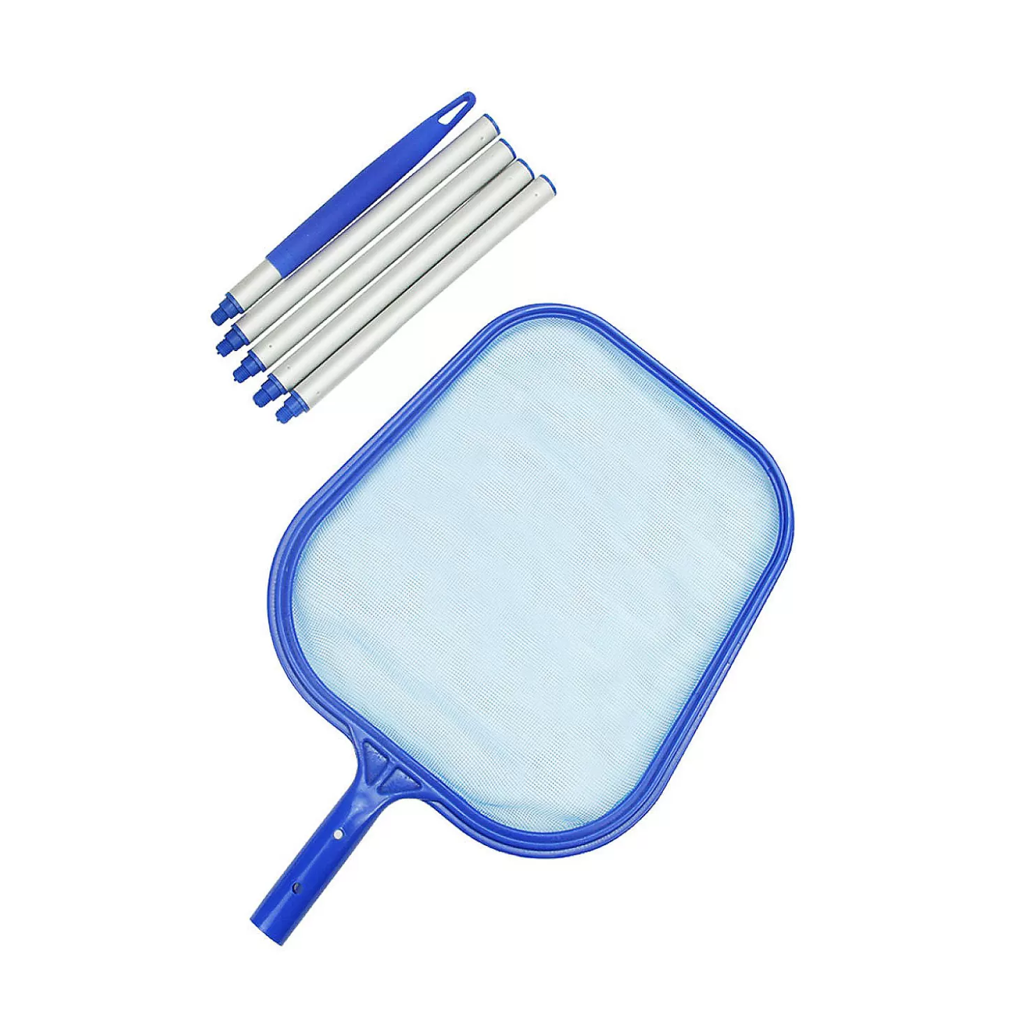 Hot Pool Central 61.5" Silver And Blue Mini Swimming Pool Leaf Skimmer Head With Fipropered Length Pole Water Toys