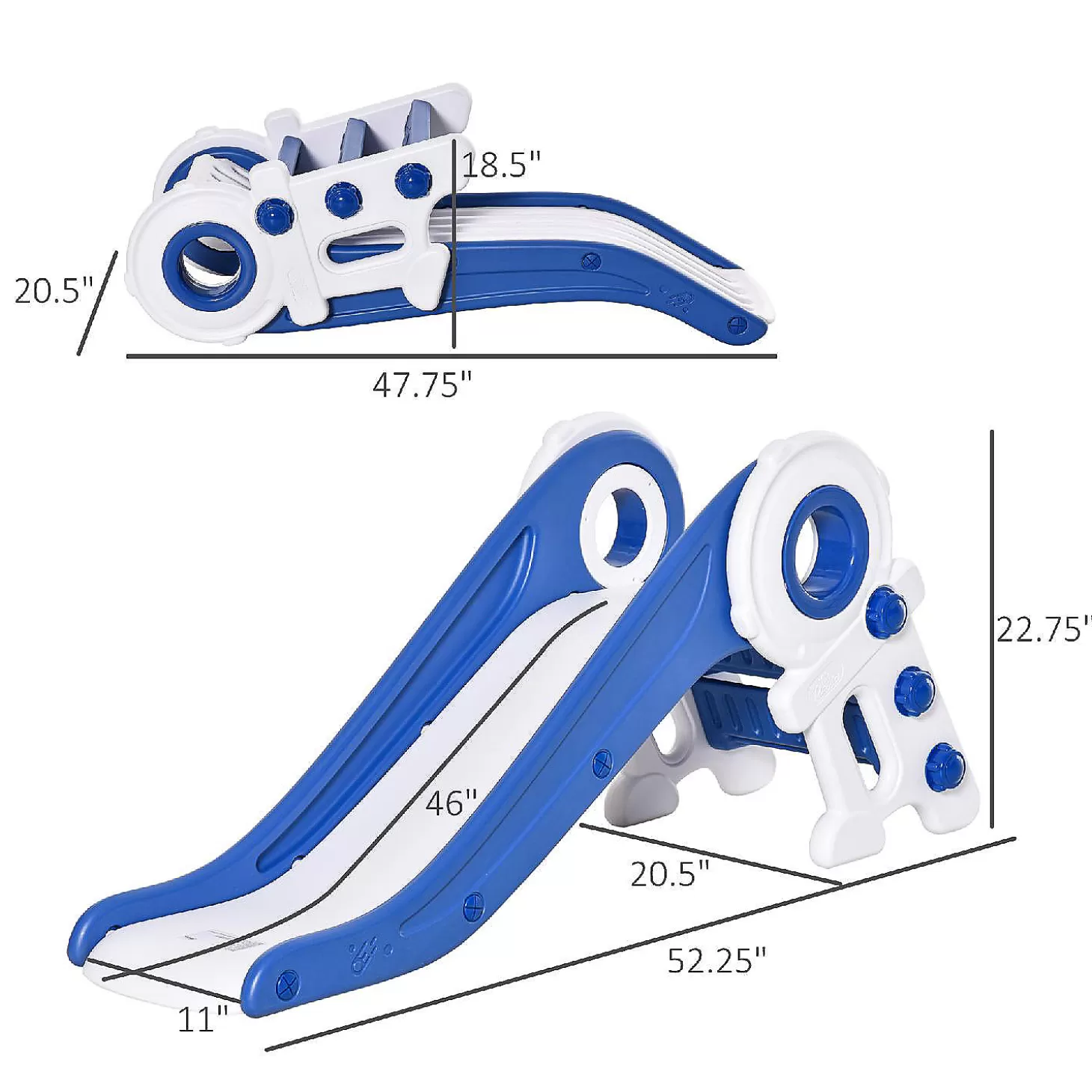 Flash Sale Qaba Folding Kids Slide Activity Freestanding Climber For Ages 1 3 Years Indoor And Outdoor Exercise Playset Toy Center With Cartoon Astronaut Shape Blue Water Toys