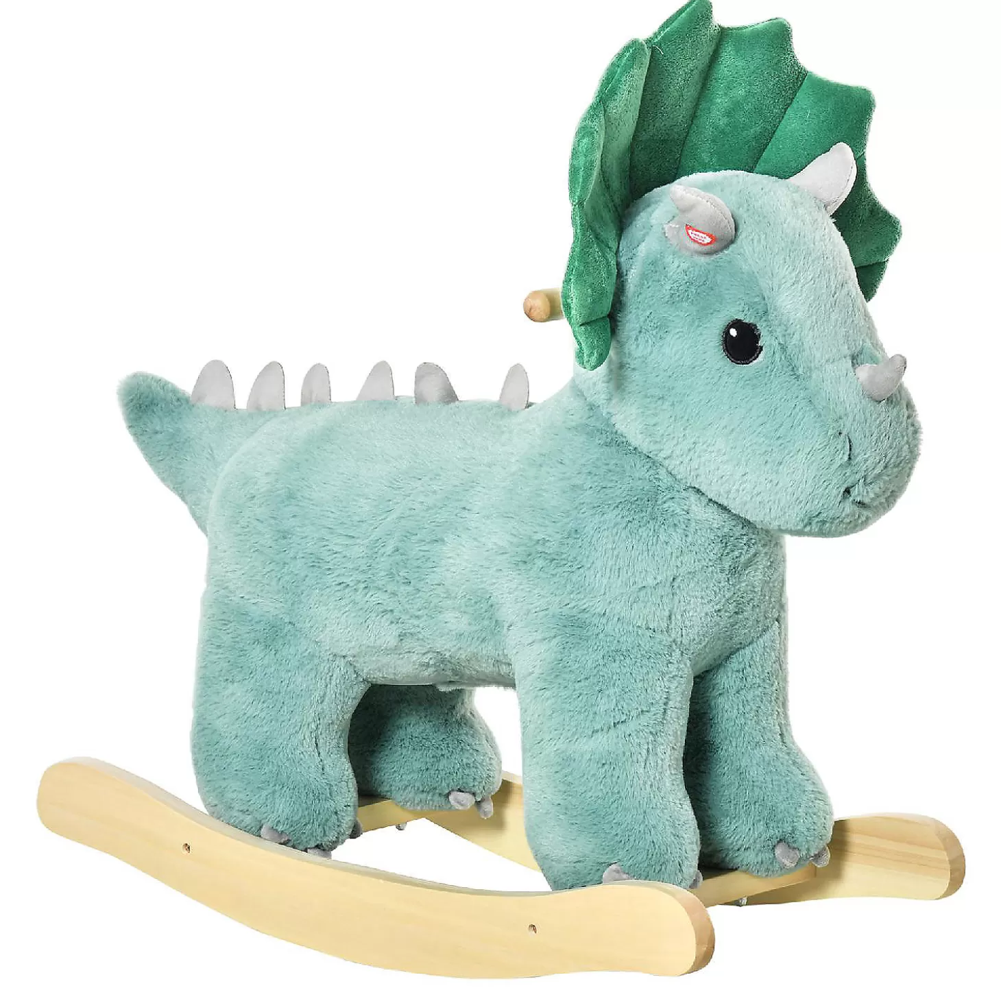 Cheap Qaba Kids Plush Ride On Rocking Horse Triceratops Shaped Plush Toy Rocker With Realistic Sounds For Child 36 72 Months Dark Green Riding Toys