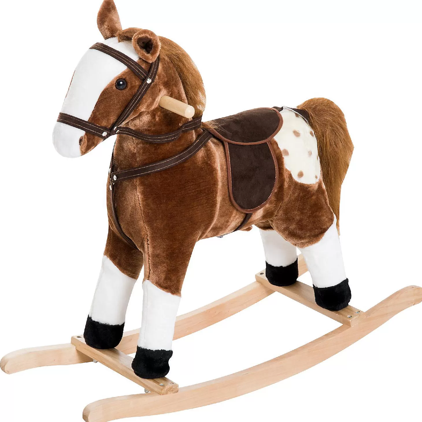 Outlet Qaba Kids Plush Toy Rocking Horse Pony Toddler Ride On Animal For Girls Pink Birthday Gifts With Realistic Sounds Brown Riding Toys