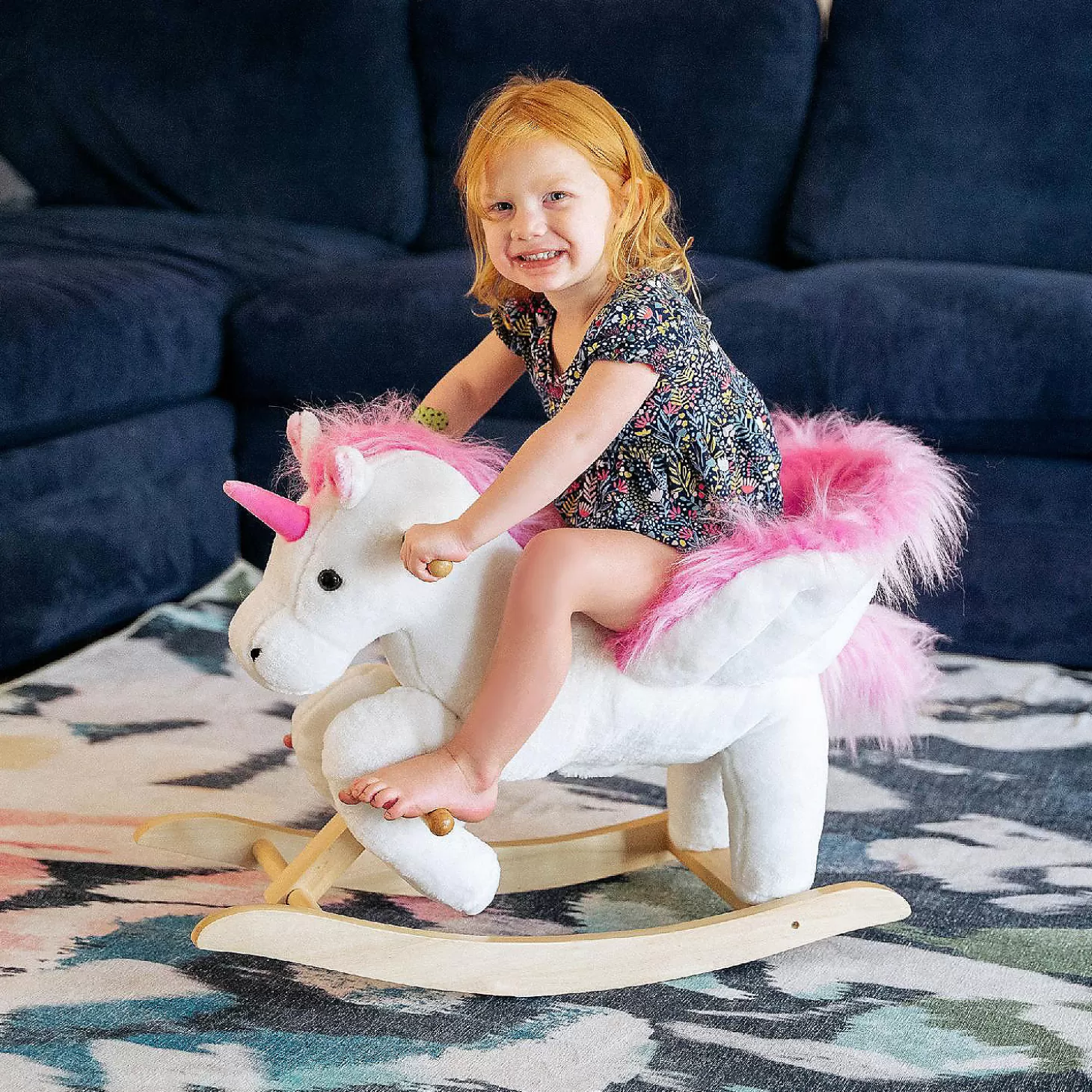 Clearance Qaba Kids Rocking Horse Plush Unicorn W/Lullby Song 18-36Mo Riding Toys