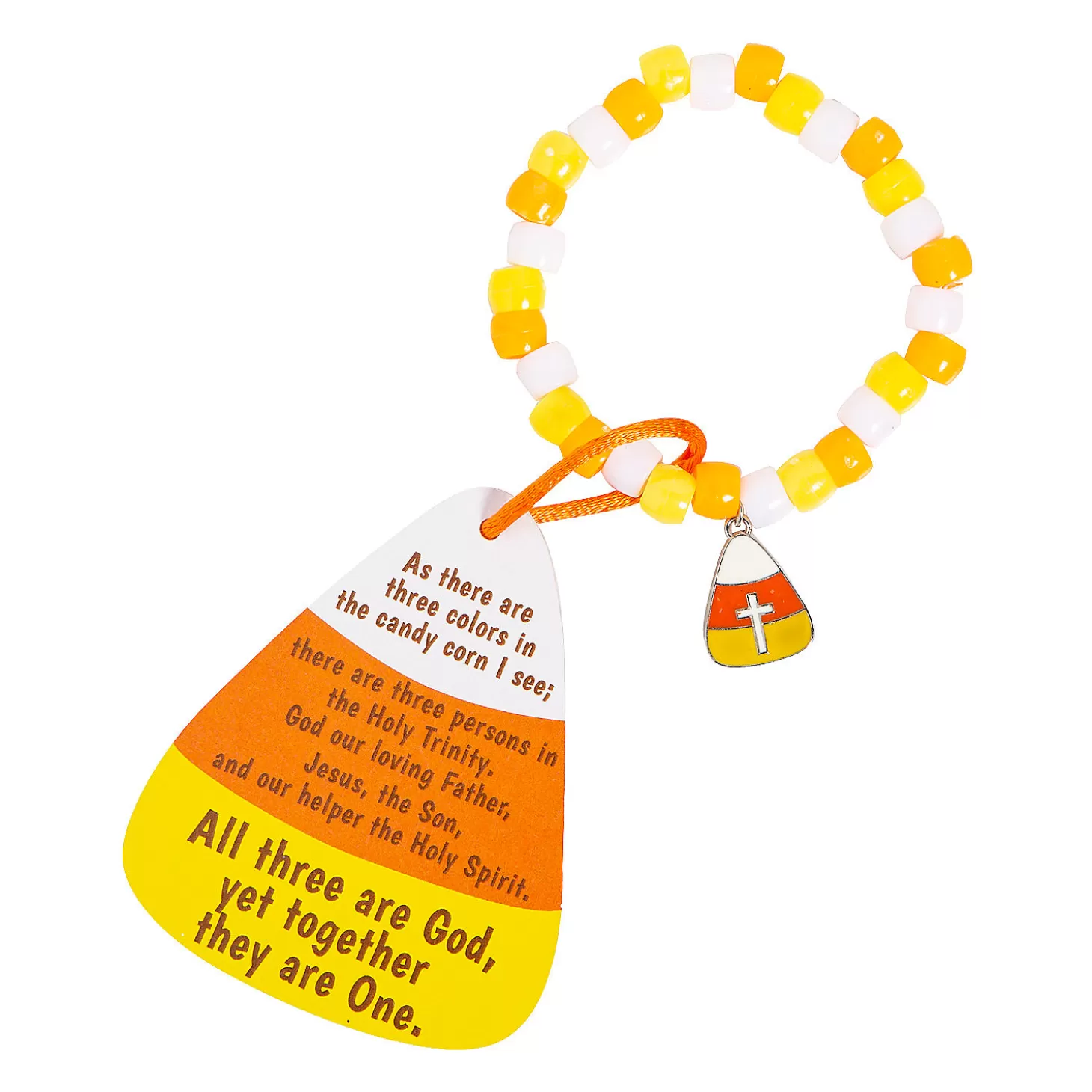 Fashion Religious Candy Corn Pony Bead Bracelet Craft Kit - Makes 12 Religious Halloween