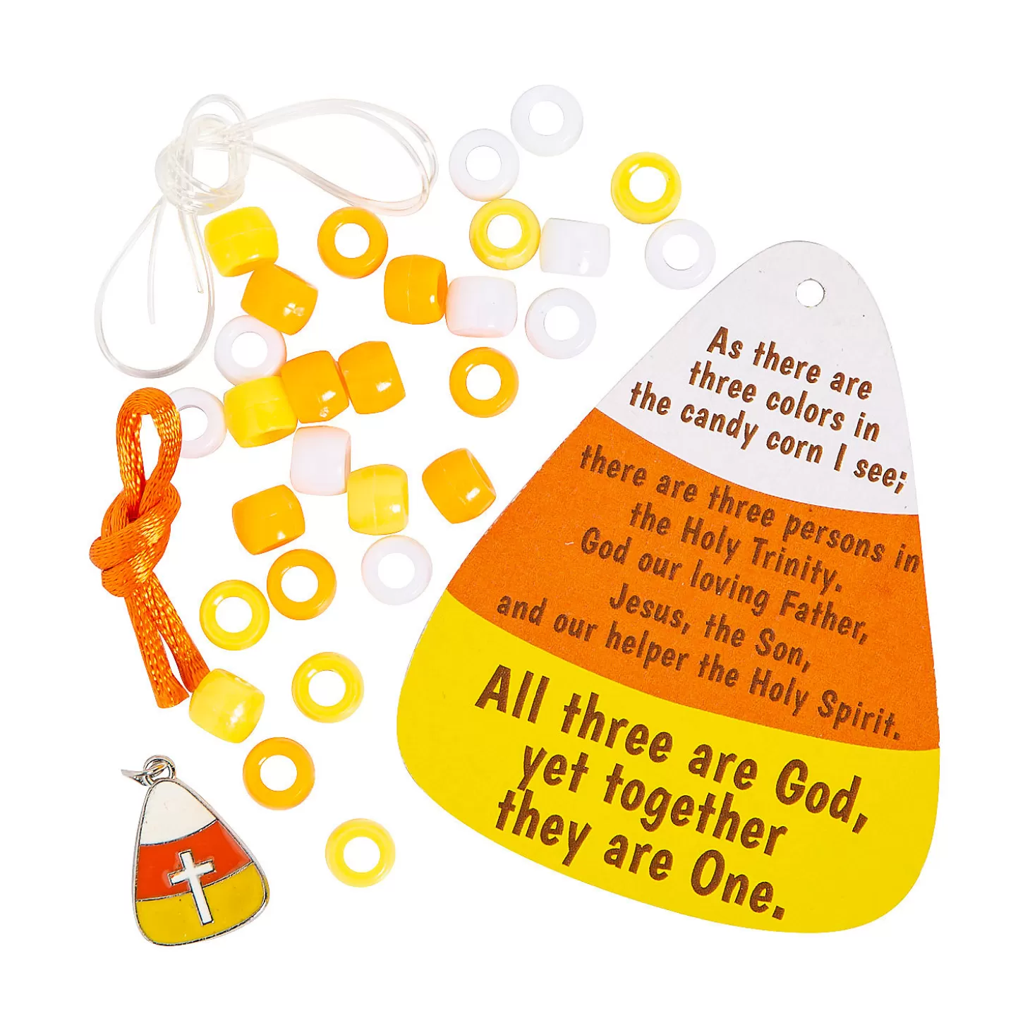Fashion Religious Candy Corn Pony Bead Bracelet Craft Kit - Makes 12 Religious Halloween