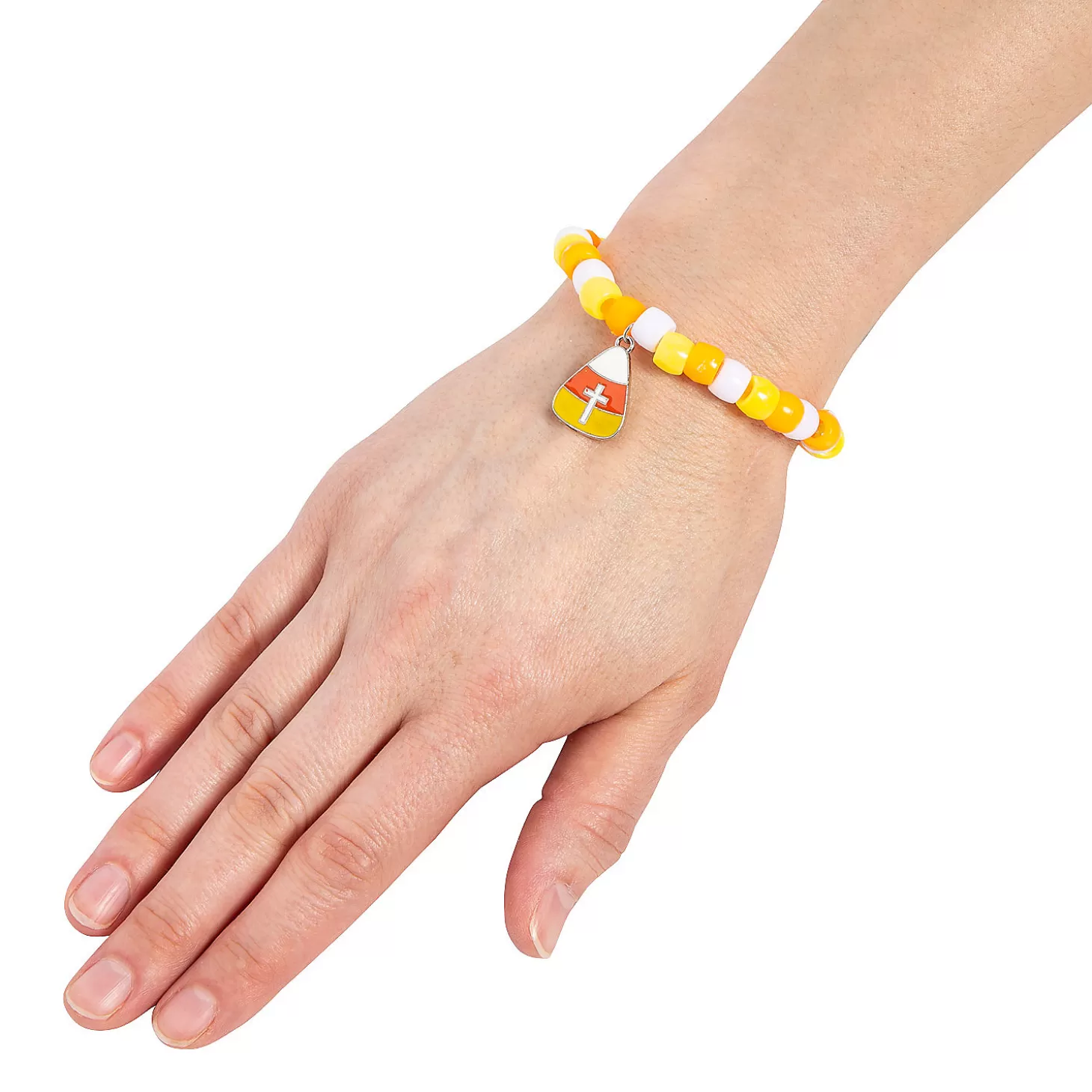 Fashion Religious Candy Corn Pony Bead Bracelet Craft Kit - Makes 12 Religious Halloween