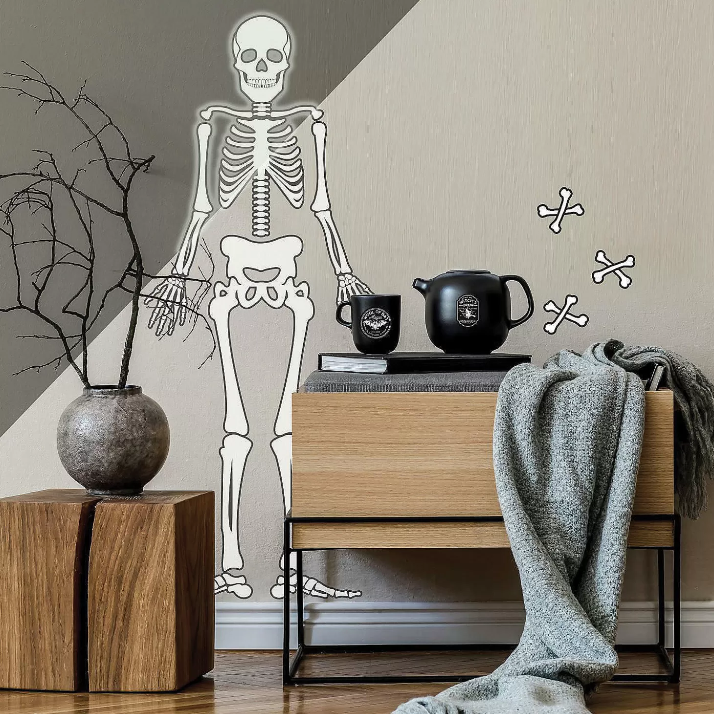 Cheap Roommates Skeleton Glow In The Dark Peel And Stick Giant Wall Decals Skulls & Skeletons